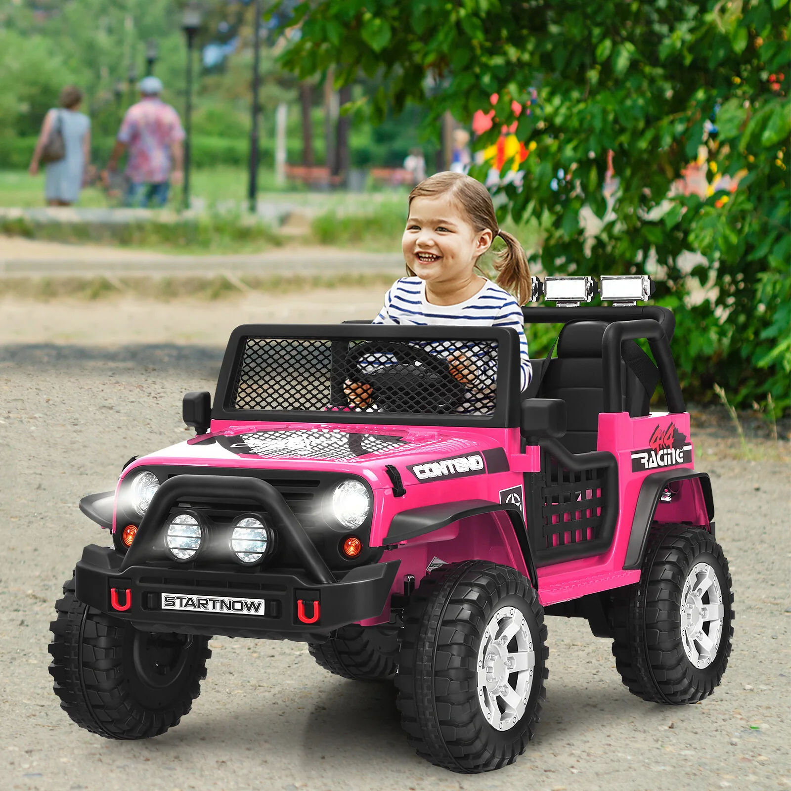 12V Kids Electric Ride-On Truck with Remote Control, Lights, and Music - Pink - Image 4