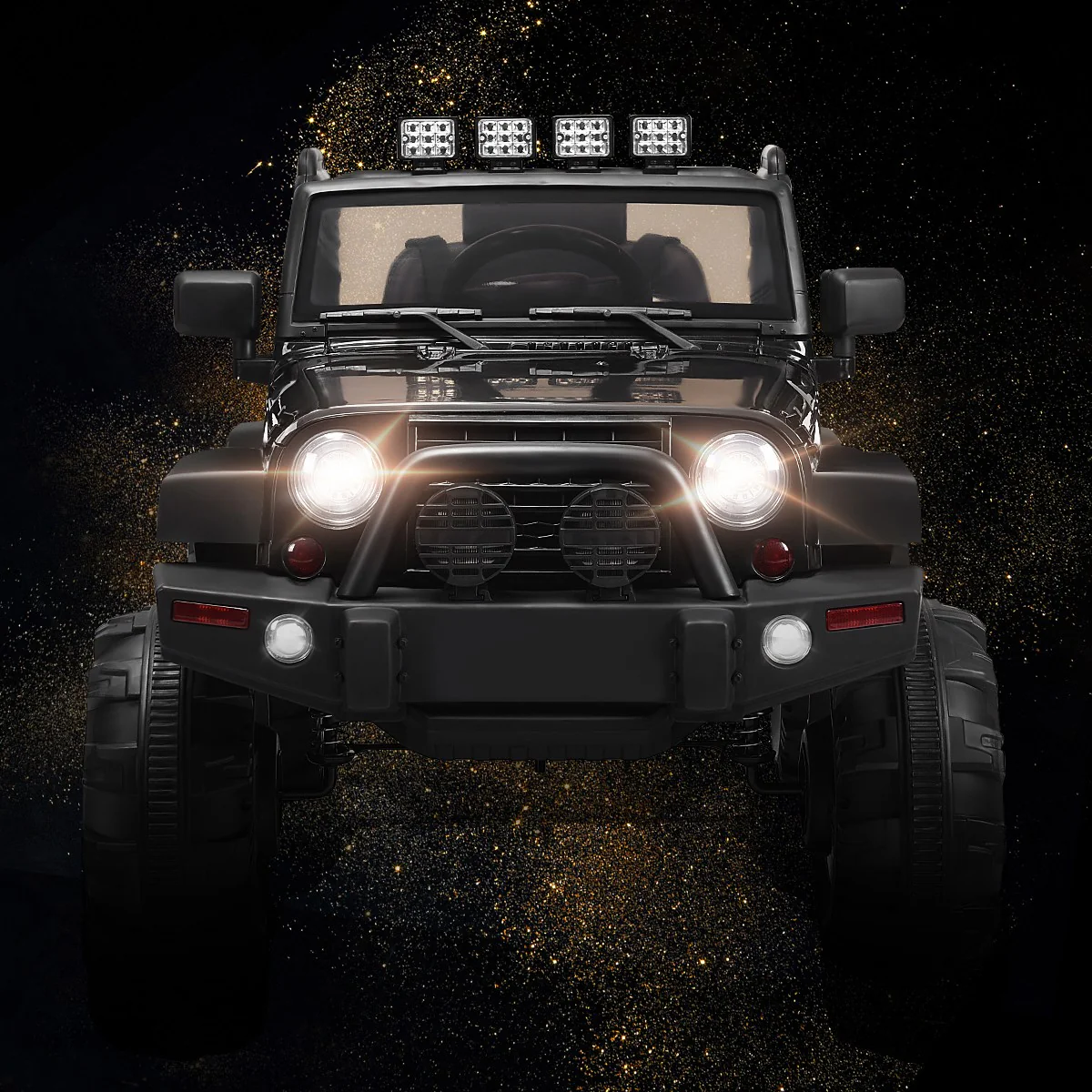 12V Kids Ride-On Truck with Remote Control, MP3 Music Player and LED Lights in Black - Image 3