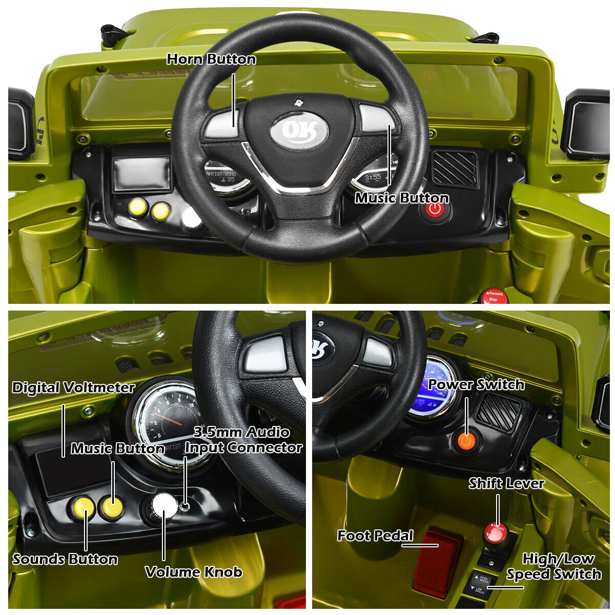 Costway 12V MP3 Kids Ride On Truck Car with RC Remote and Light - Perfect Christmas Gift! - Image 9
