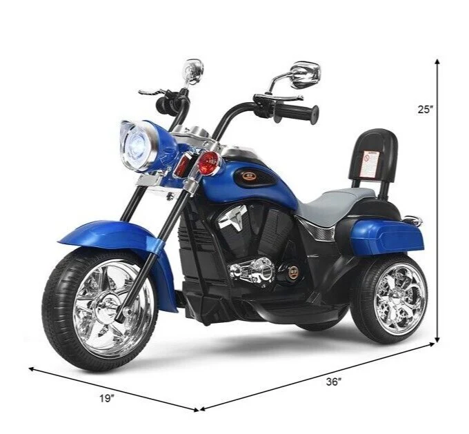 3-Wheel Kids Electric Ride-On Motorcycle 6V Battery Powered Toy Blue - Image 3