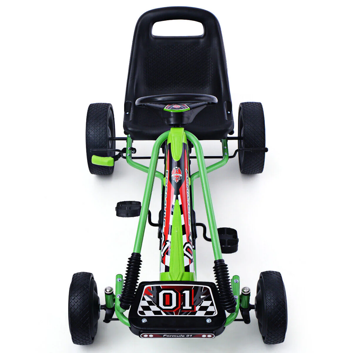 Costway 4-Wheel Pedal Go Kart for Kids with Adjustable Seat - Green - Image 10