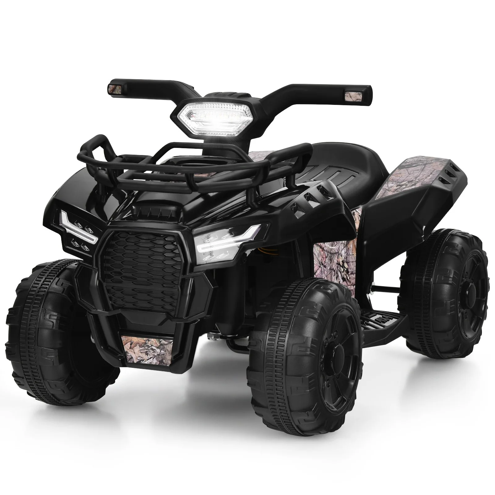 6V Kids Electric Ride-On ATV Quad Toy Car with LED Lights and MP3 Player Black
