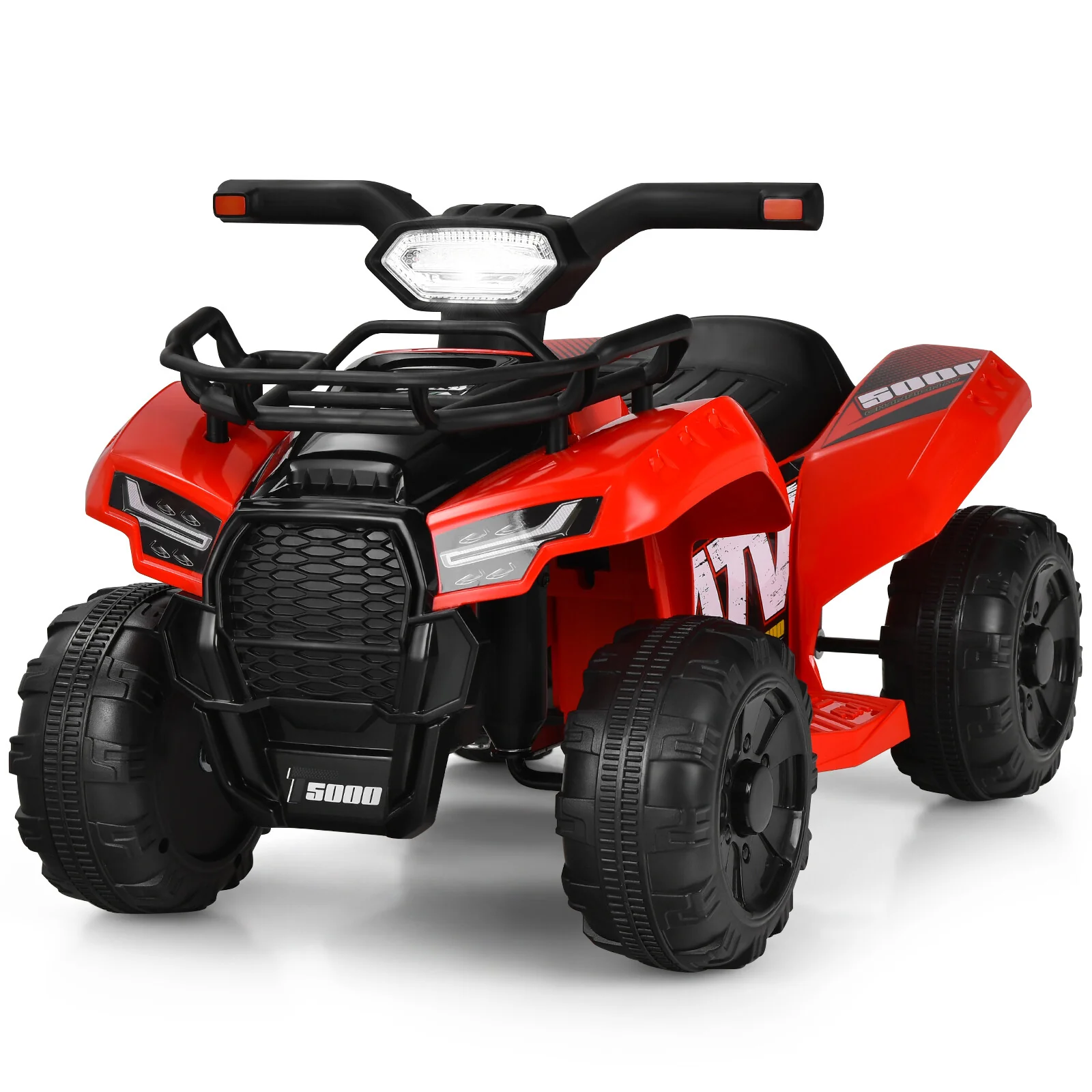 6V Electric Kids ATV Ride-On Quad Toy Car with LED Lights and MP3 Player, Red