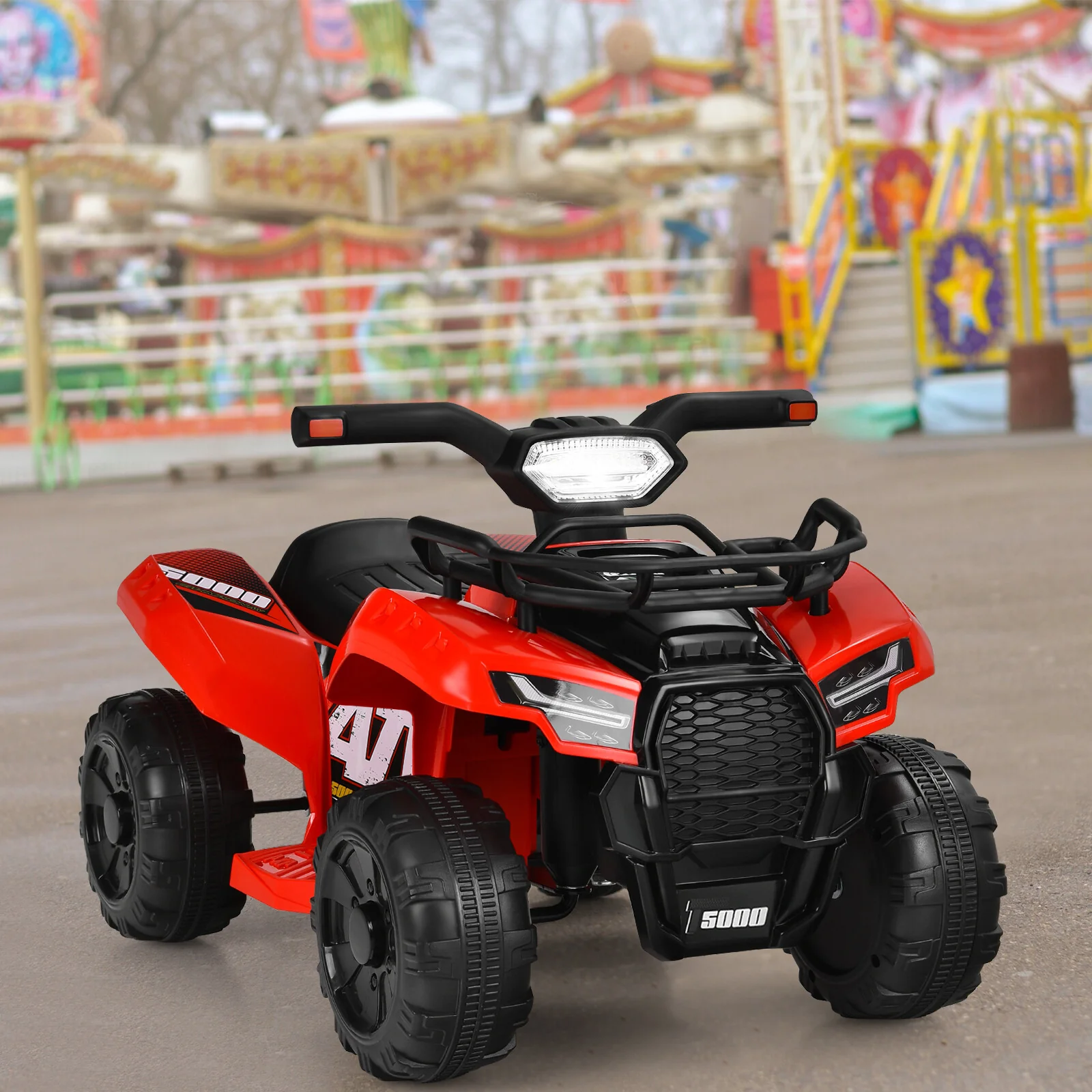 6V Electric Kids ATV Ride-On Quad Toy Car with LED Lights and MP3 Player, Red - Image 3