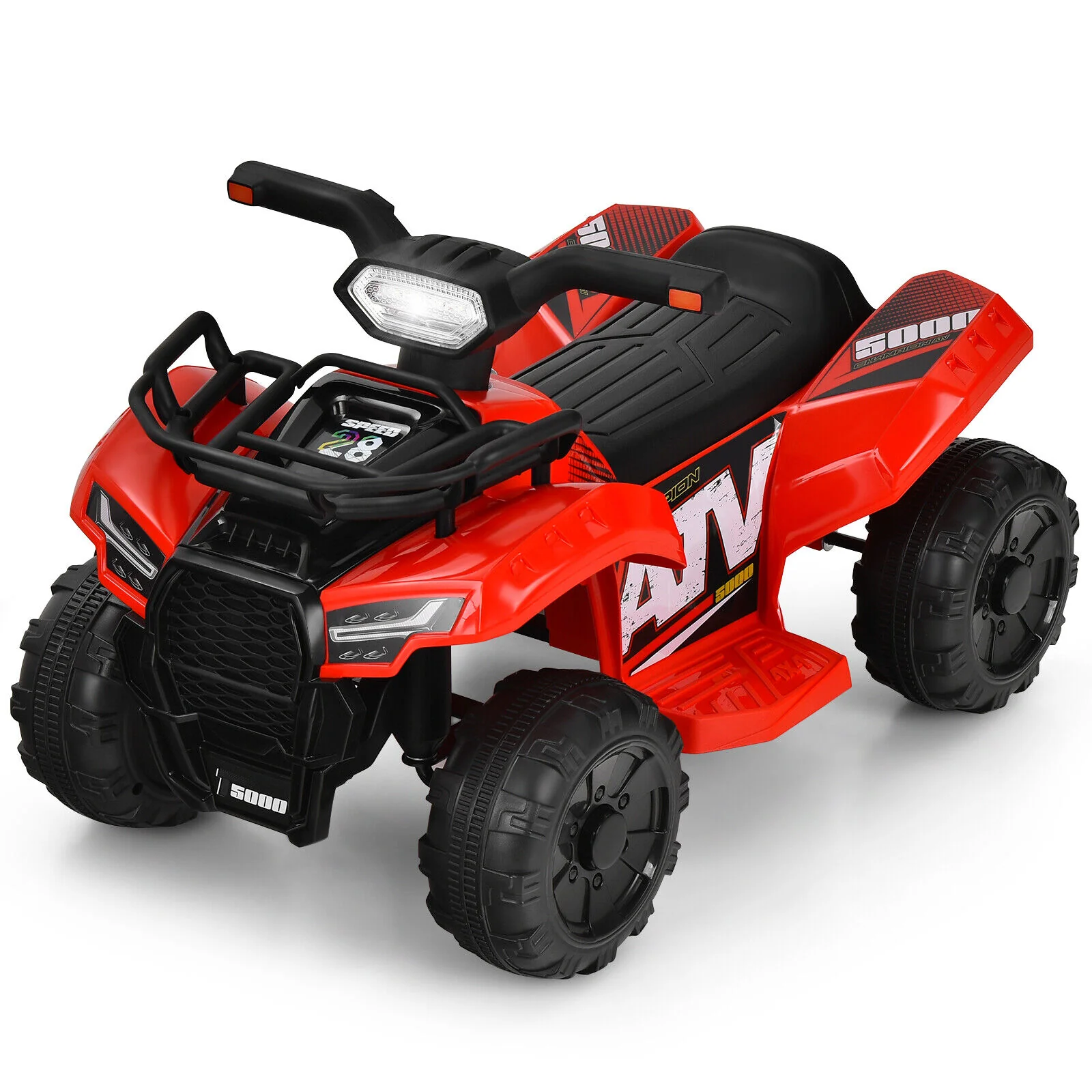 Costway 6V Kids ATV Quad Electric Ride On Car Toy with LED Light and MP3 Player in Red - Image 12