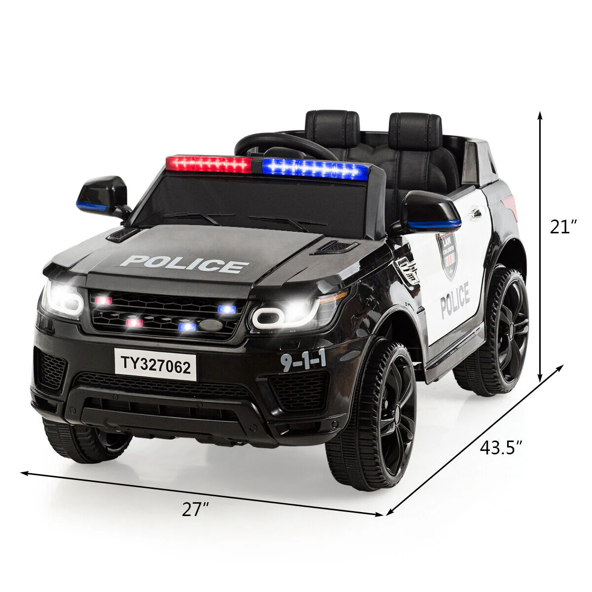Costway Kids 12V Electric Ride-On Car with Remote Control and Lights/Sounds in Black - Image 2