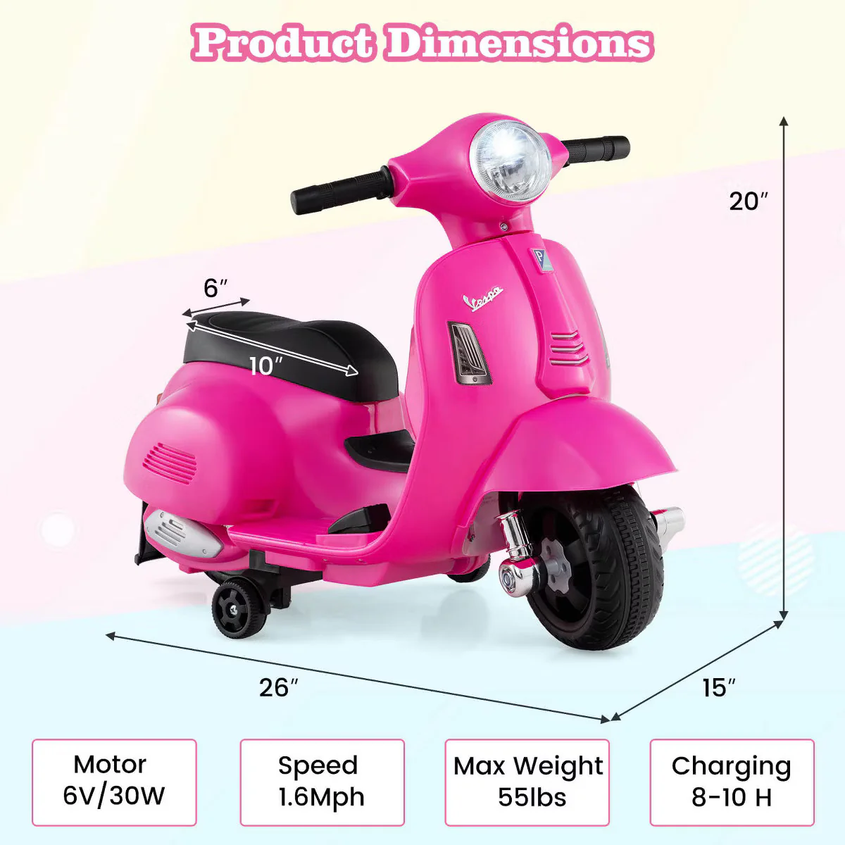 Kids Ride-On Motorcycle with Training Wheels, Headlight, Horn, and 6V Battery - Image 4