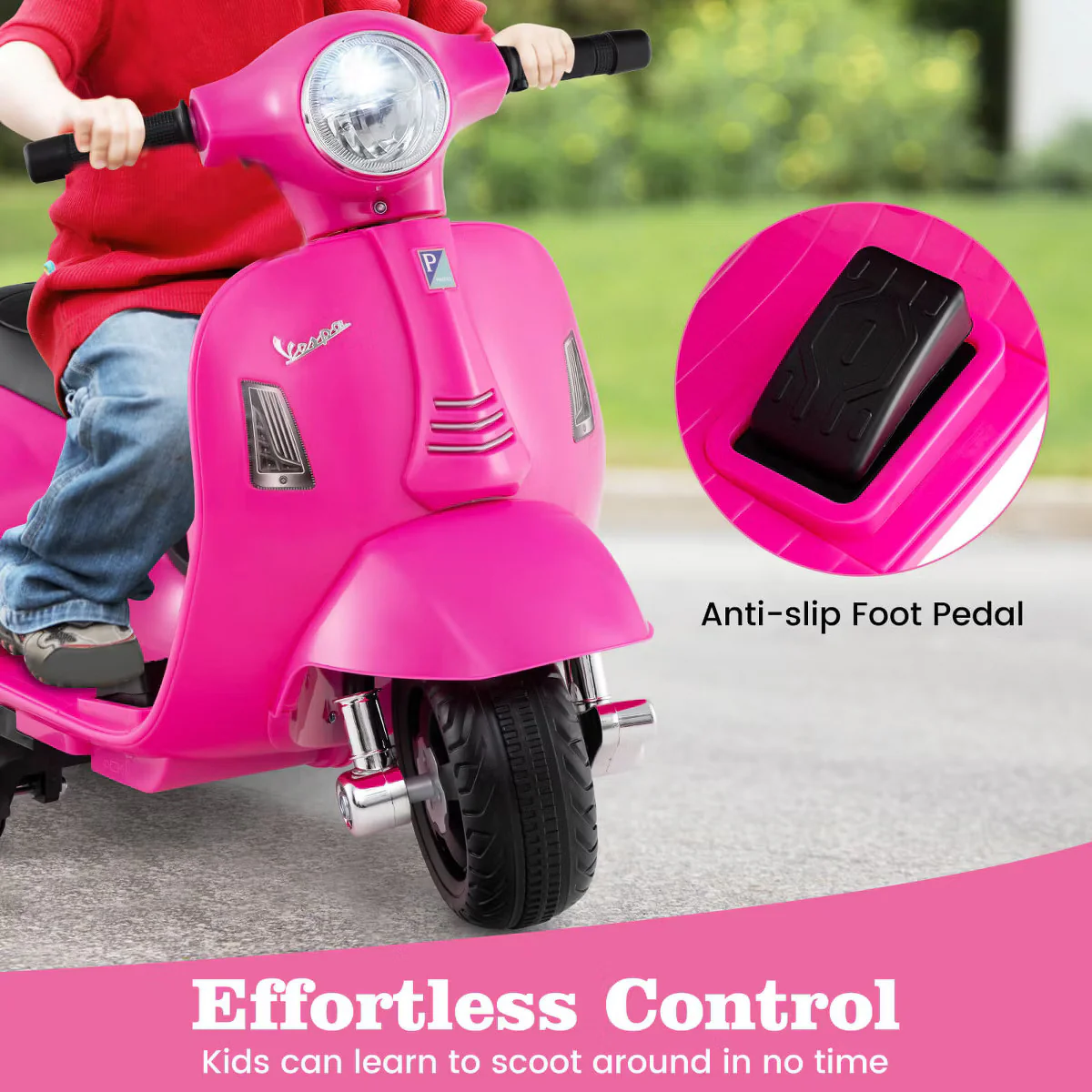 Kids Ride-On Motorcycle with Training Wheels, Headlight, Horn, and 6V Battery - Image 6