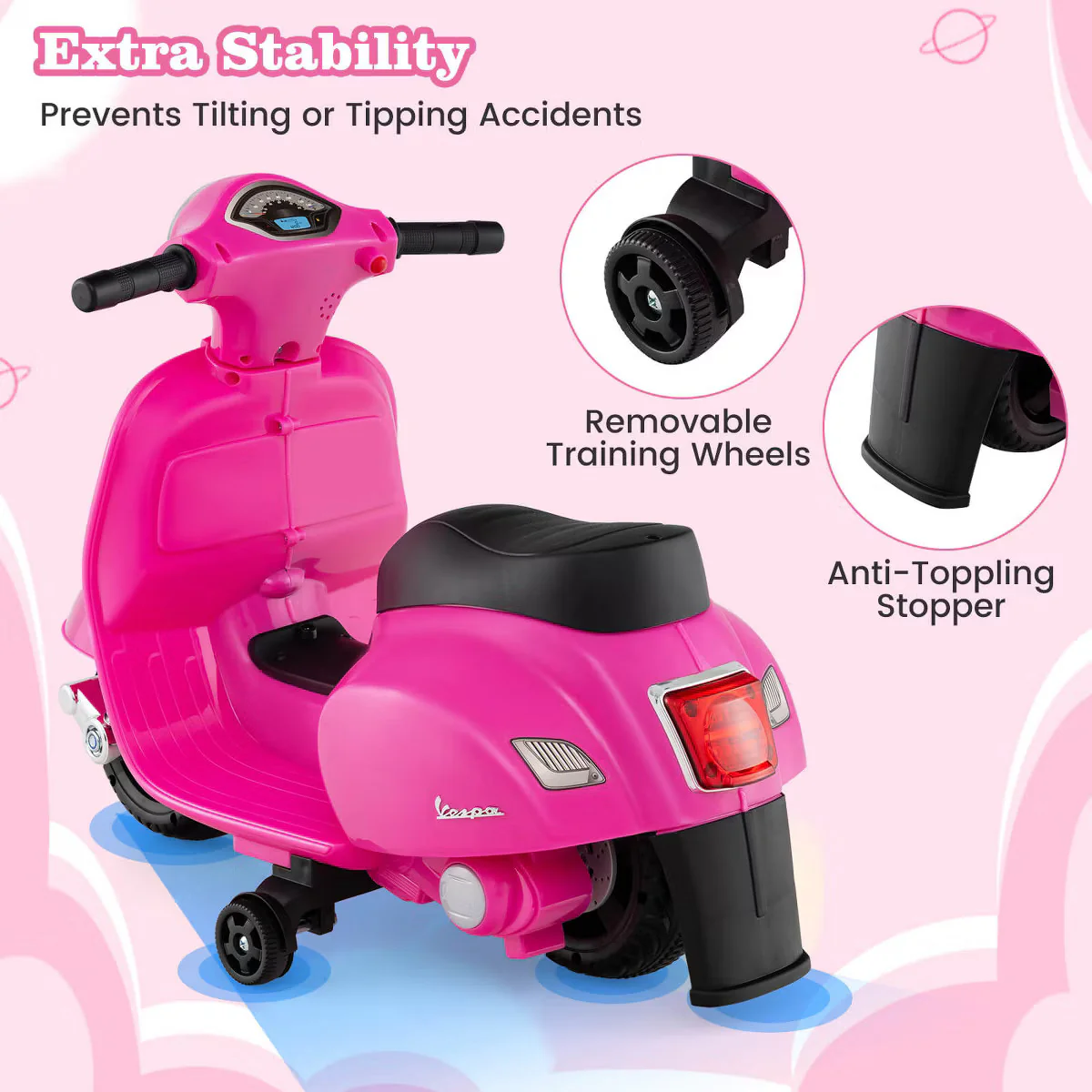 Kids Ride-On Motorcycle with Training Wheels, Headlight, Horn, and 6V Battery - Image 9