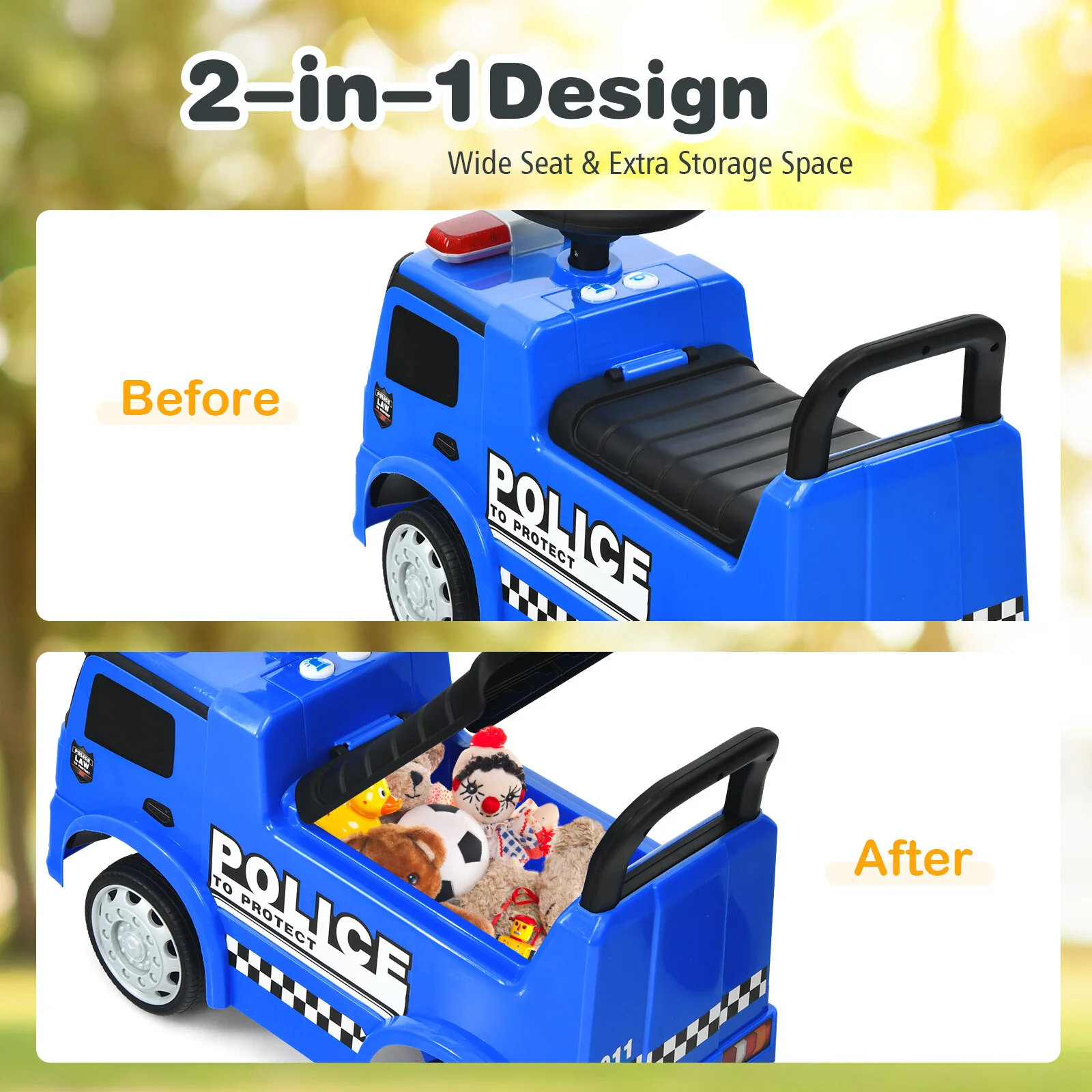 Kids Licensed Mercedes Benz Police Ride-On Push Car Racer - Image 8