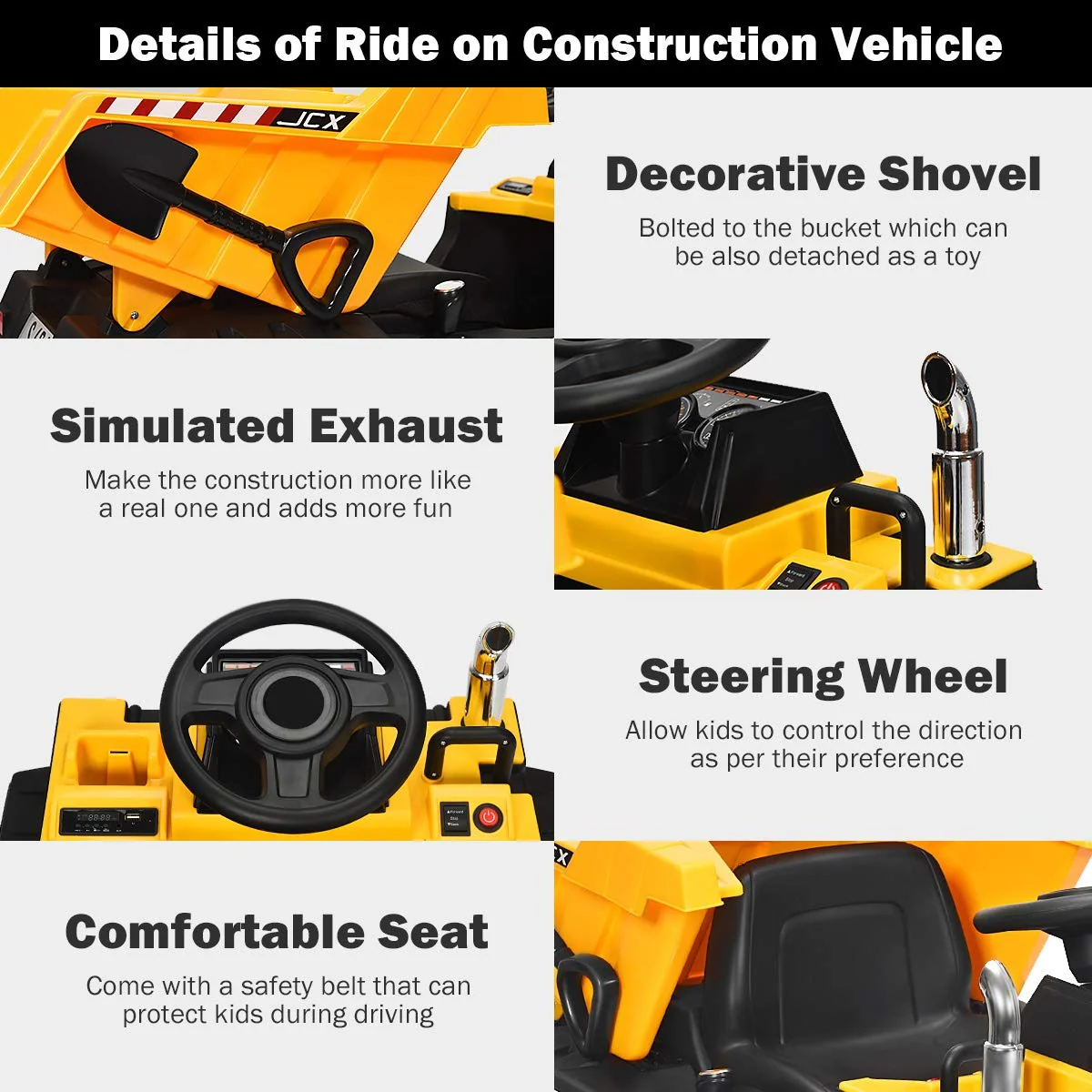 Costzon 12V Electric Dump Truck with Remote Control and Working Dump Bed - Image 3