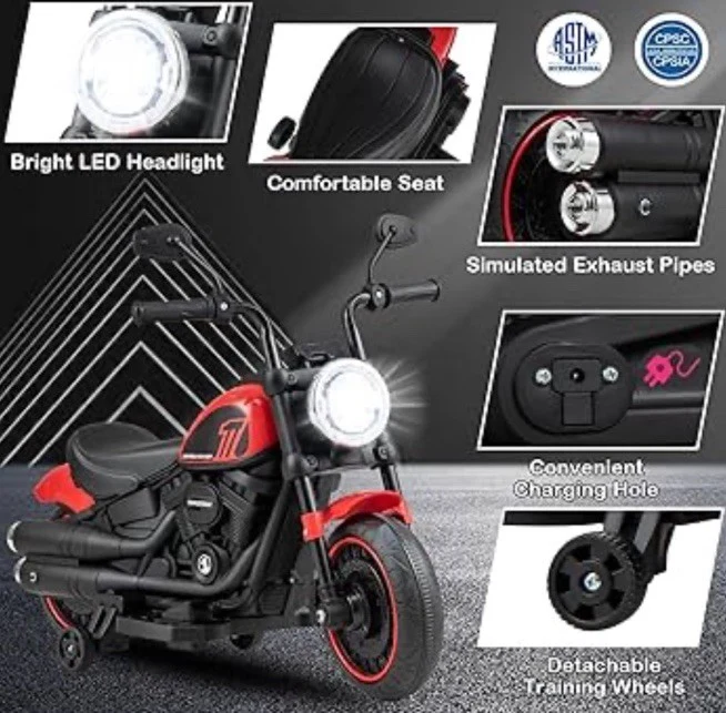 Toddler 6V Battery-Powered Electric Motorcycle with Detachable Features - Image 6