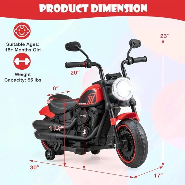 Toddler 6V Battery-Powered Electric Motorcycle with Detachable Features - Image 8