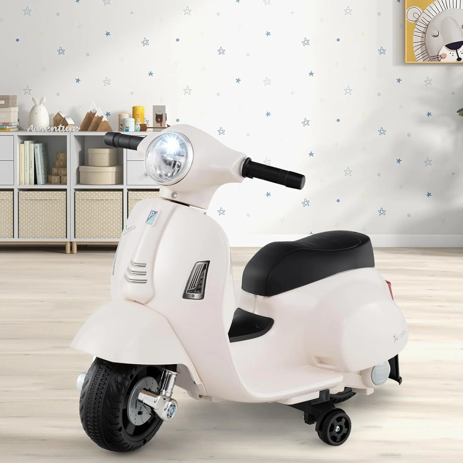 Licensed Vespa Ride-On Toy Motorcycle with Training Wheels for Toddlers - Image 7