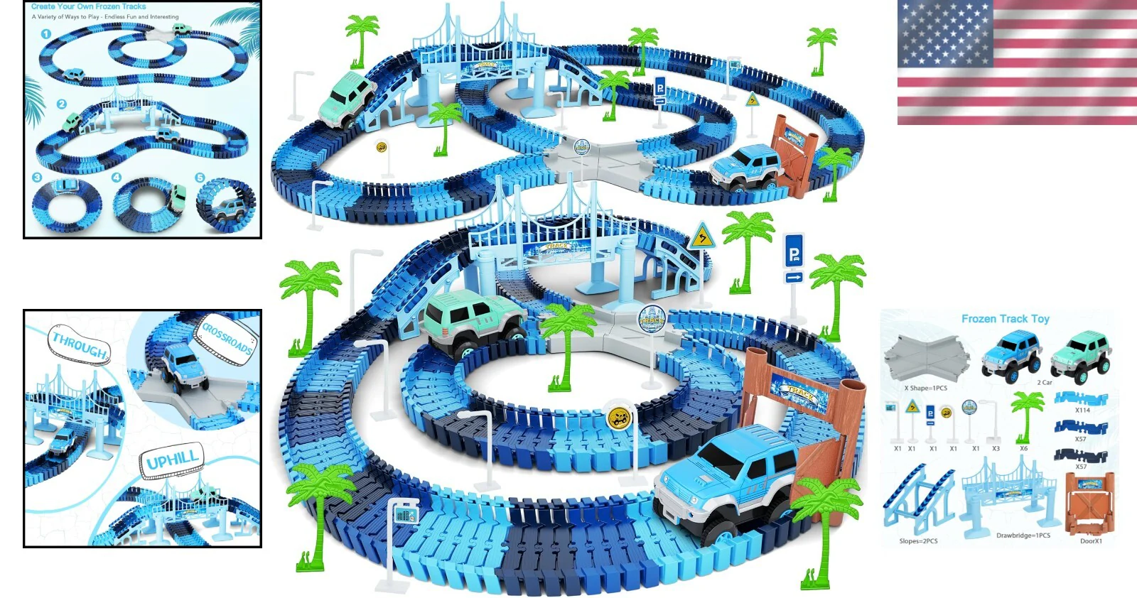 269-Piece Track Car Set with 2 Cars for Ages 3-6, Creative Building Toy - Image 2