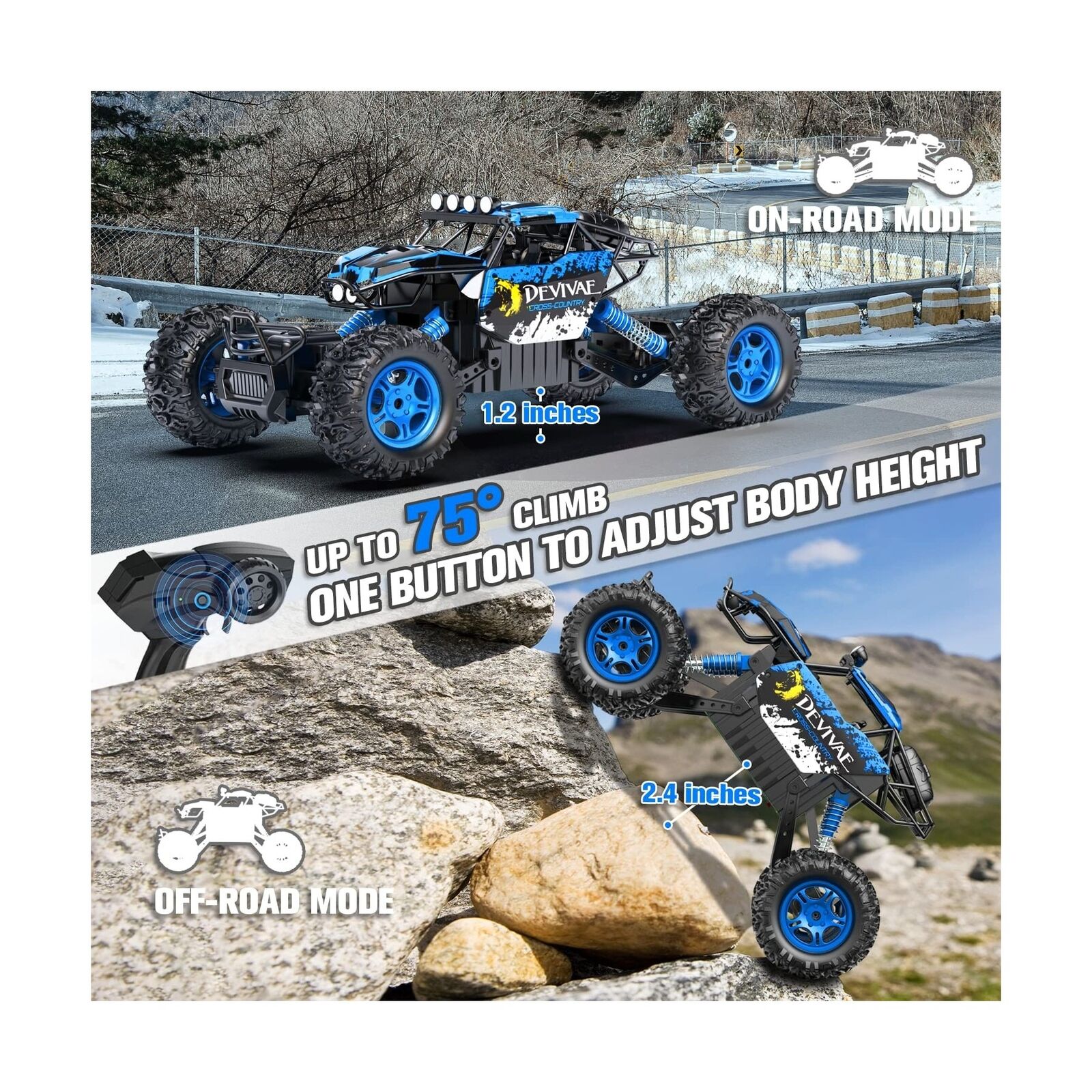 CROBOLL 1:12 RC Car for Boys with Lifting Function and 4WD - Image 3