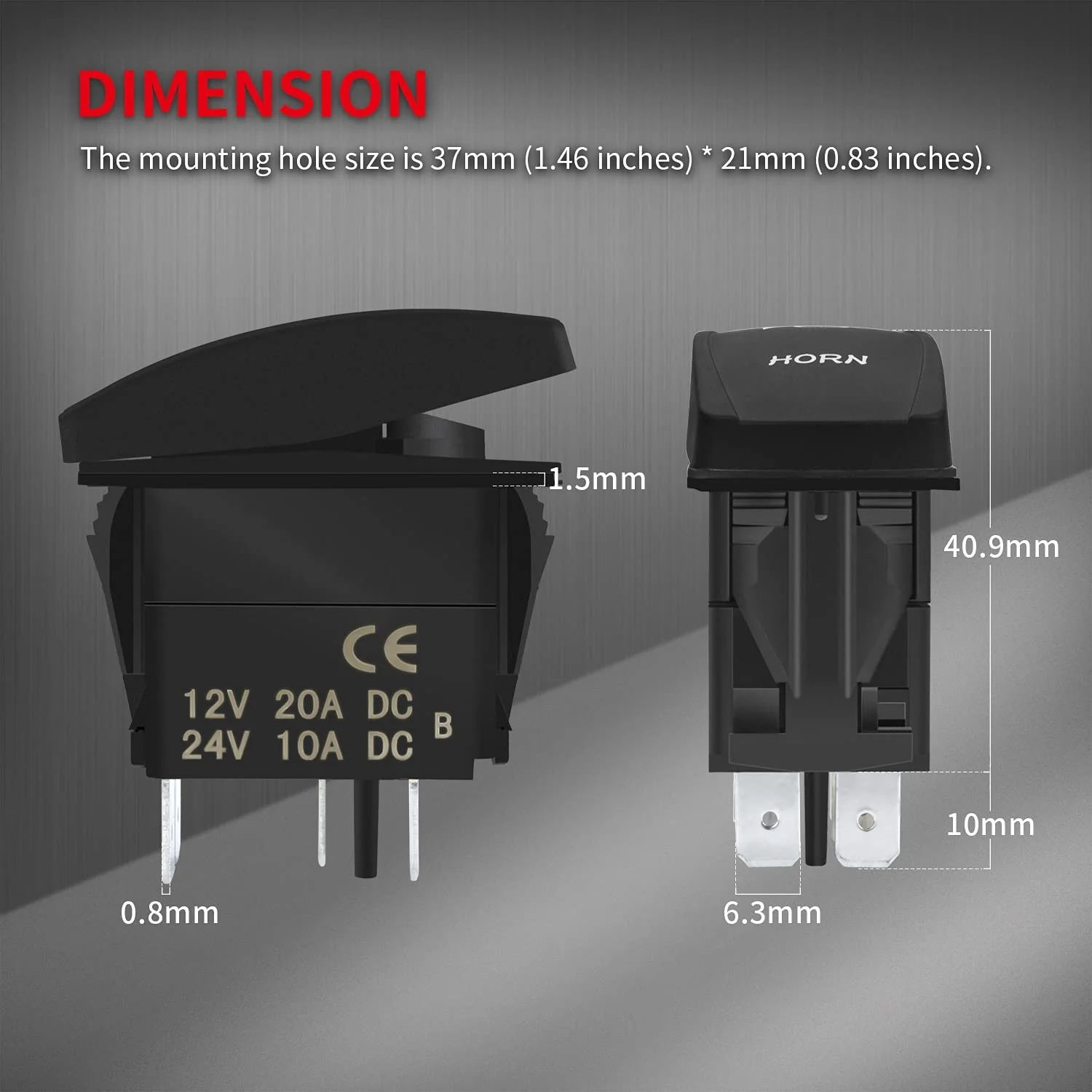 12V Blue LED Momentary Rocker Horn Button Switch with Polarity Protection - Image 4