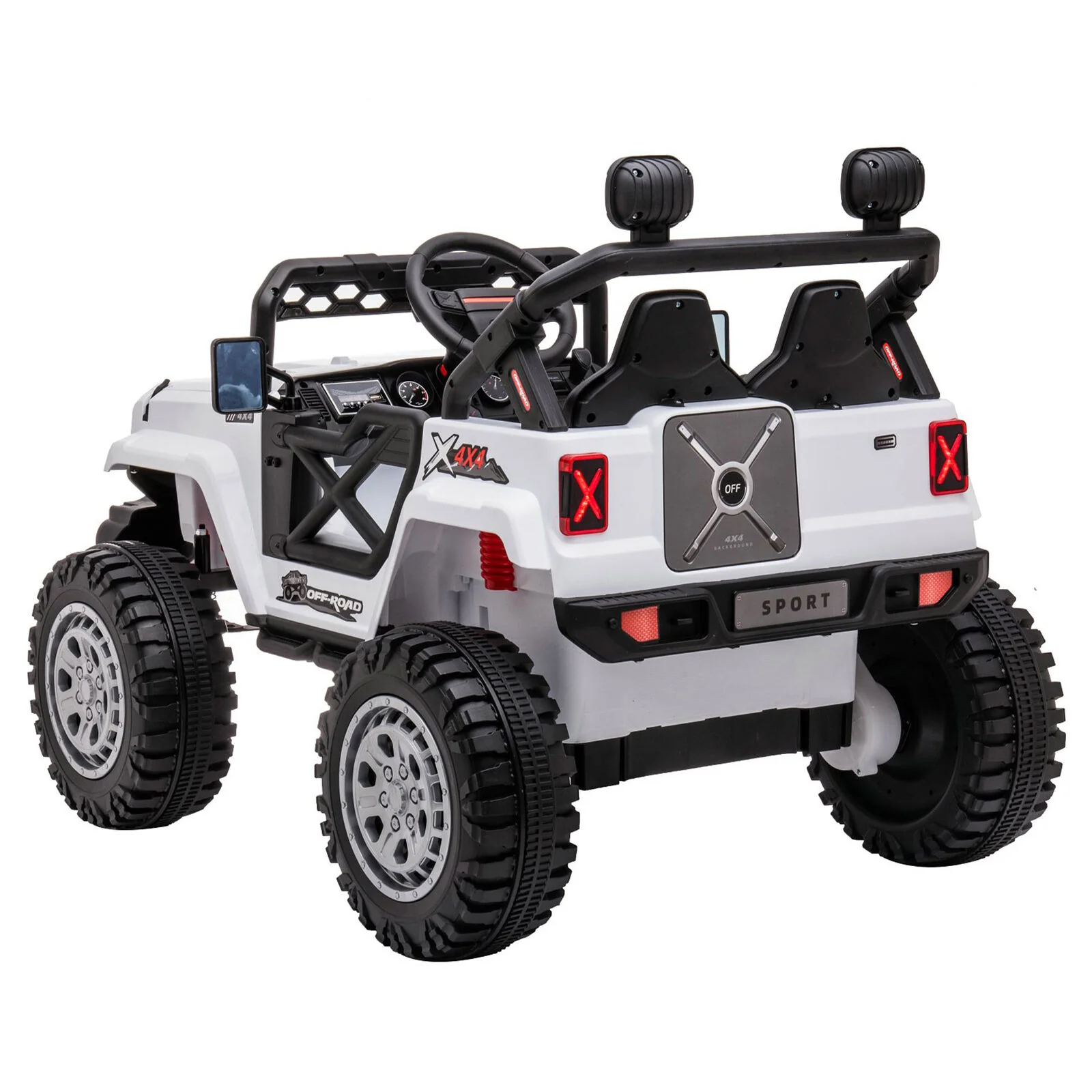 DAKOTT 12V Electric Off Road Ride On Truck with Remote Control for Kids - White - Image 5