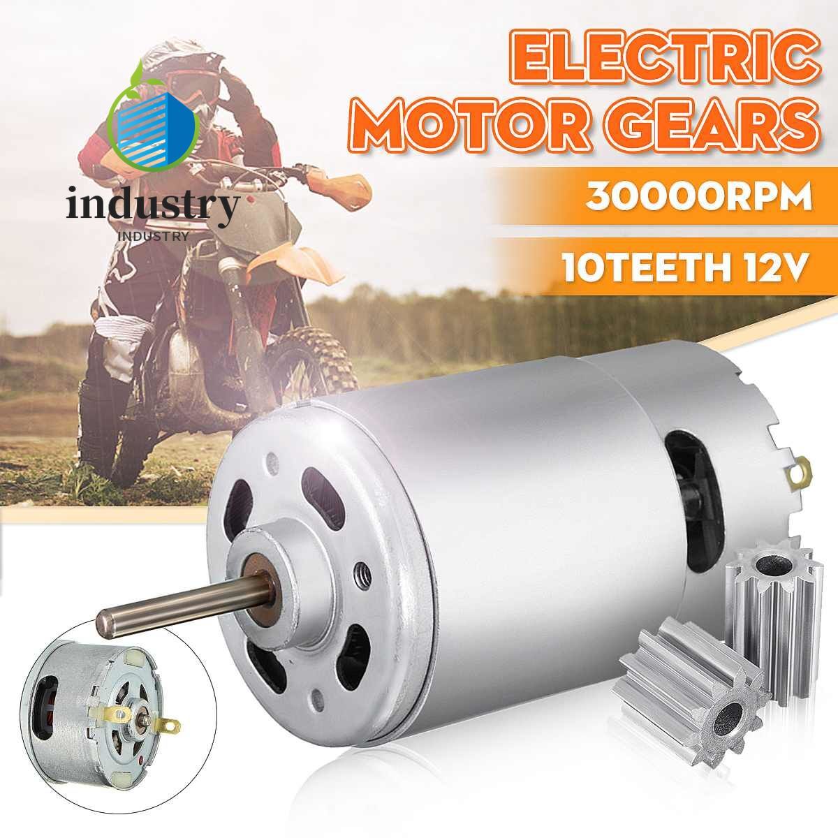 12V DC RS550 Motor 30000 RPM with 10 Teeth Gearbox for RC Electric Ride-On Cars