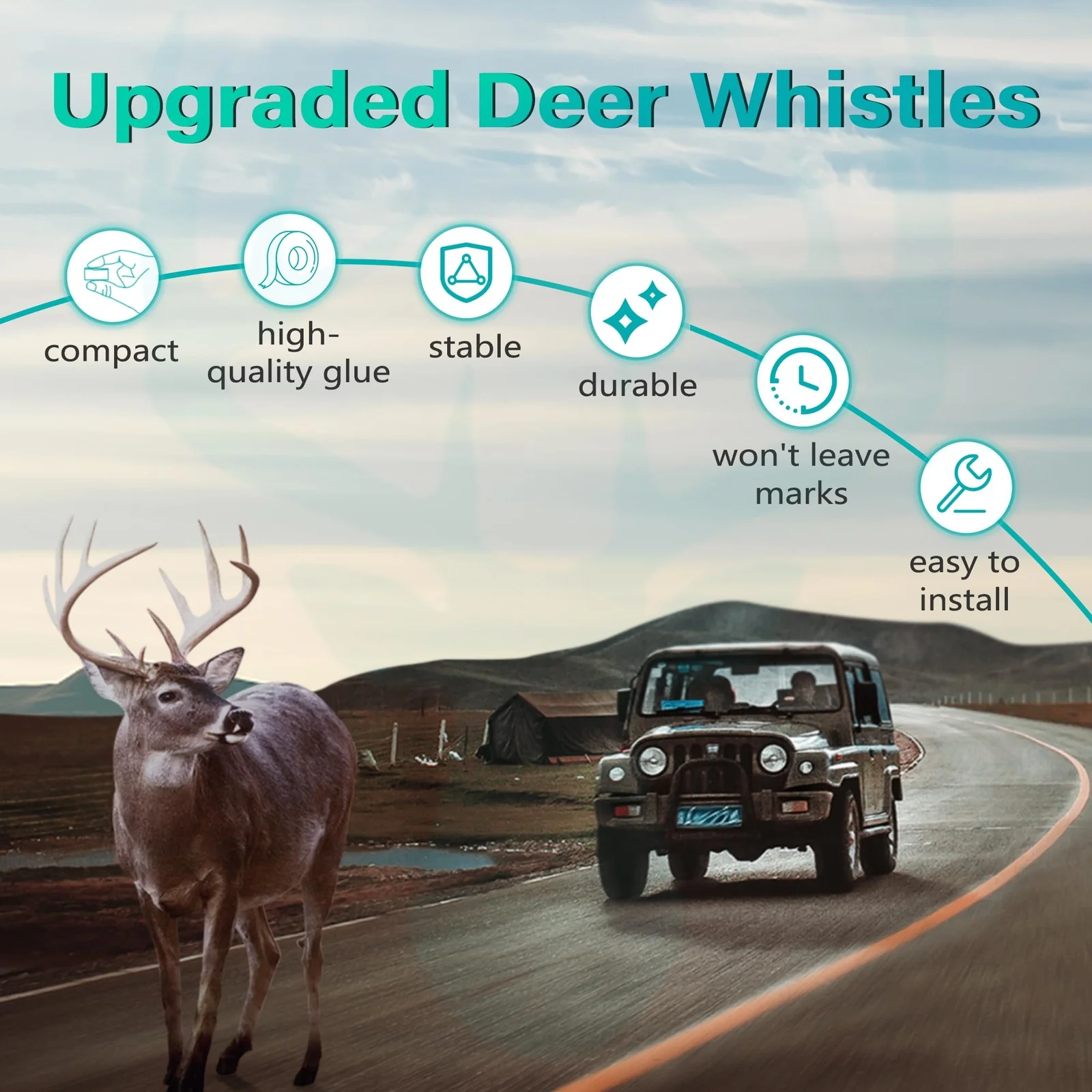 Deer Whistles for Cars and Motorcycles 4-Pack Patented Safety Device - Image 2