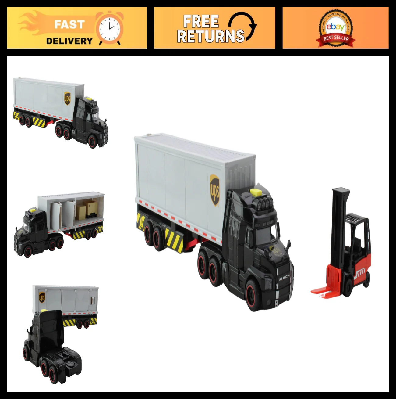 Adventure Rig Toy with Lights & Sounds, Forklift, Cargo Containers, Opening Doors