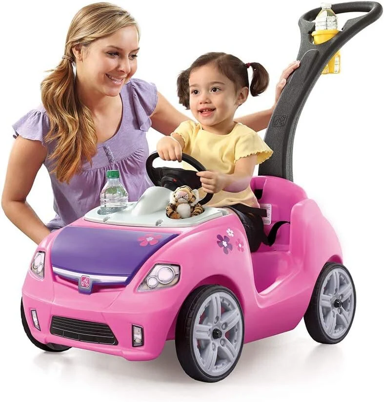 Deluxe Pink Toddler Ride-On Push Car with Safety Seat Belt and Quiet Wheels - Image 3