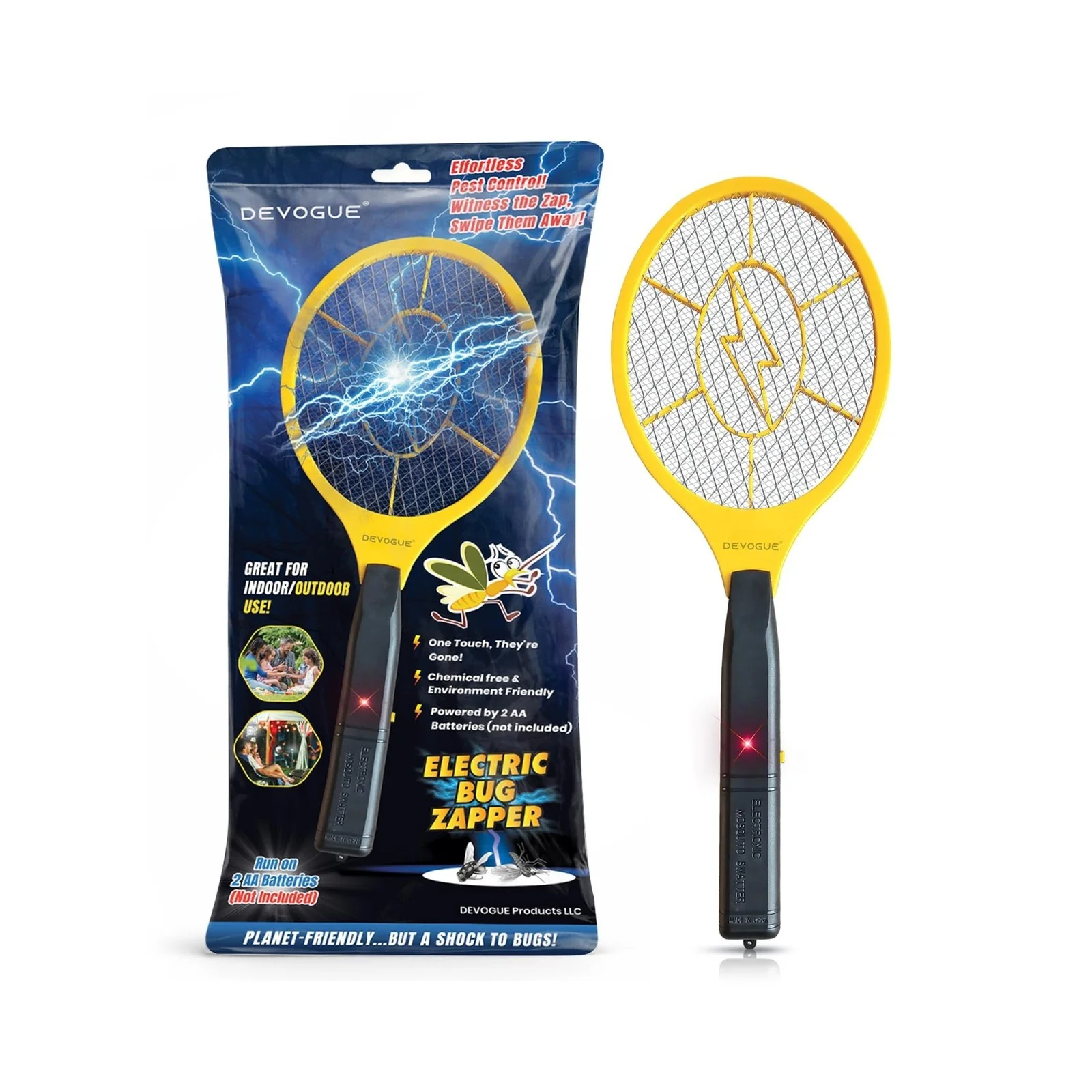 DEVOGUE® Battery-Powered Electric Fly Zapper Racket