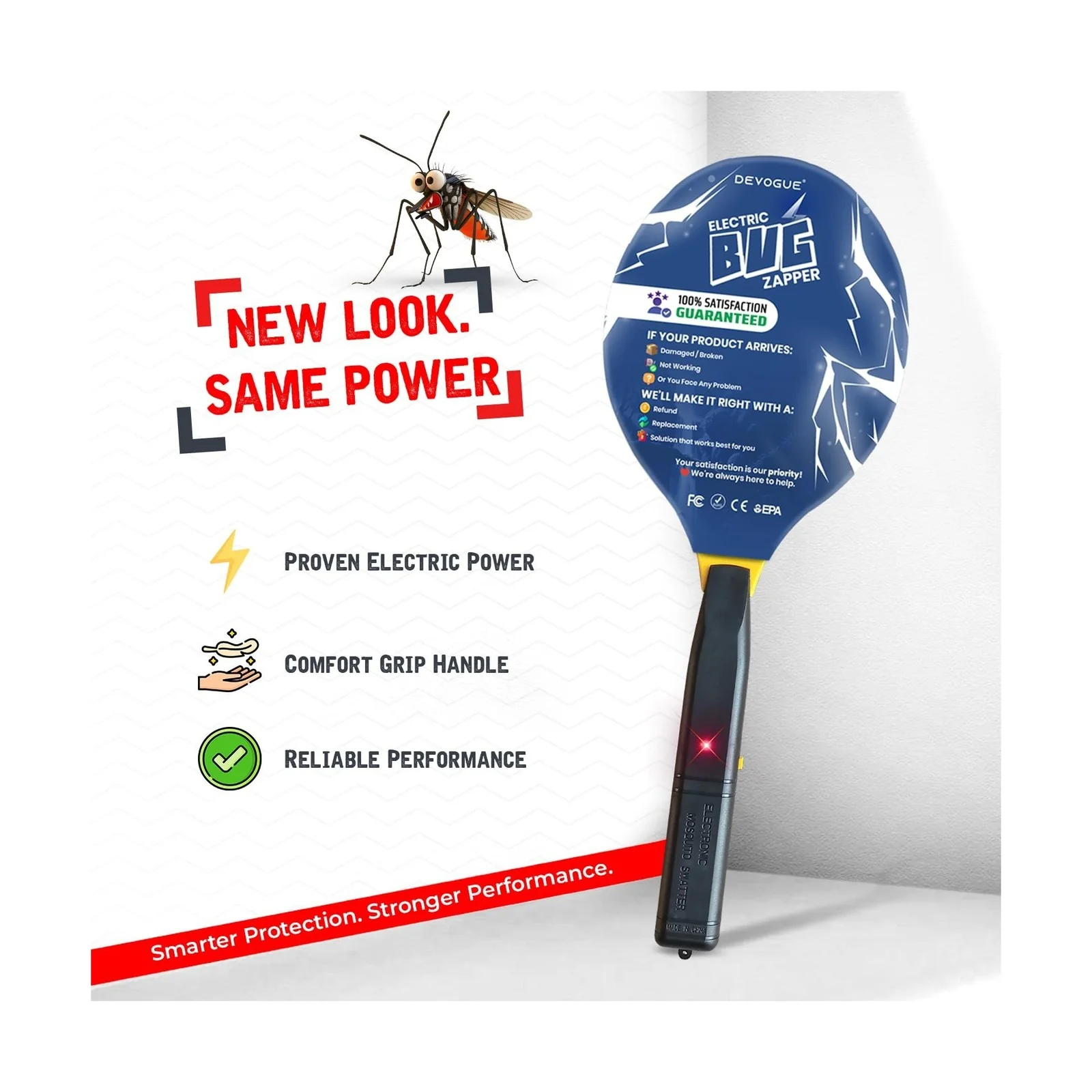 DEVOGUE® Battery-Powered Electric Fly Zapper Racket - Image 2
