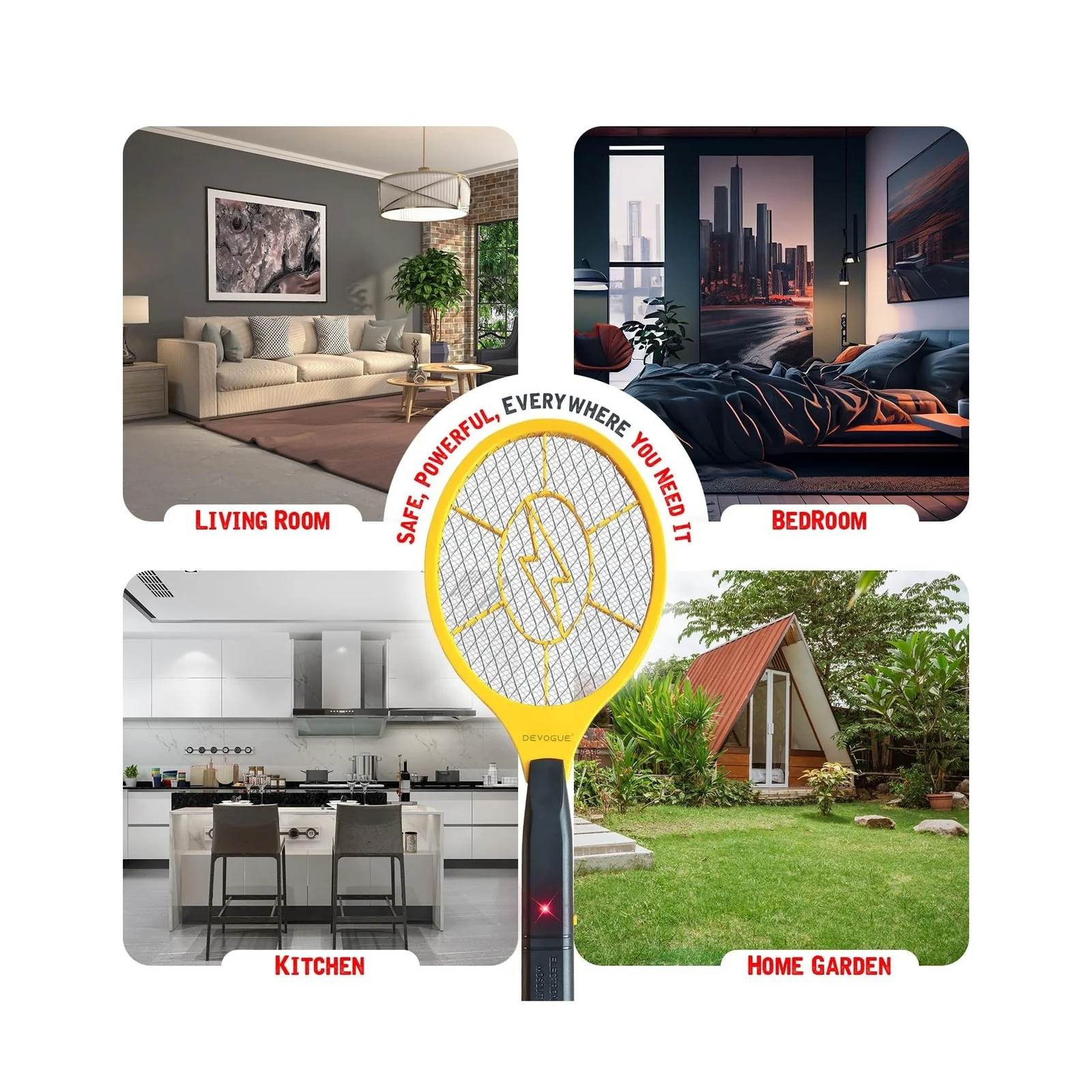DEVOGUE® Battery-Powered Electric Fly Zapper Racket - Image 7