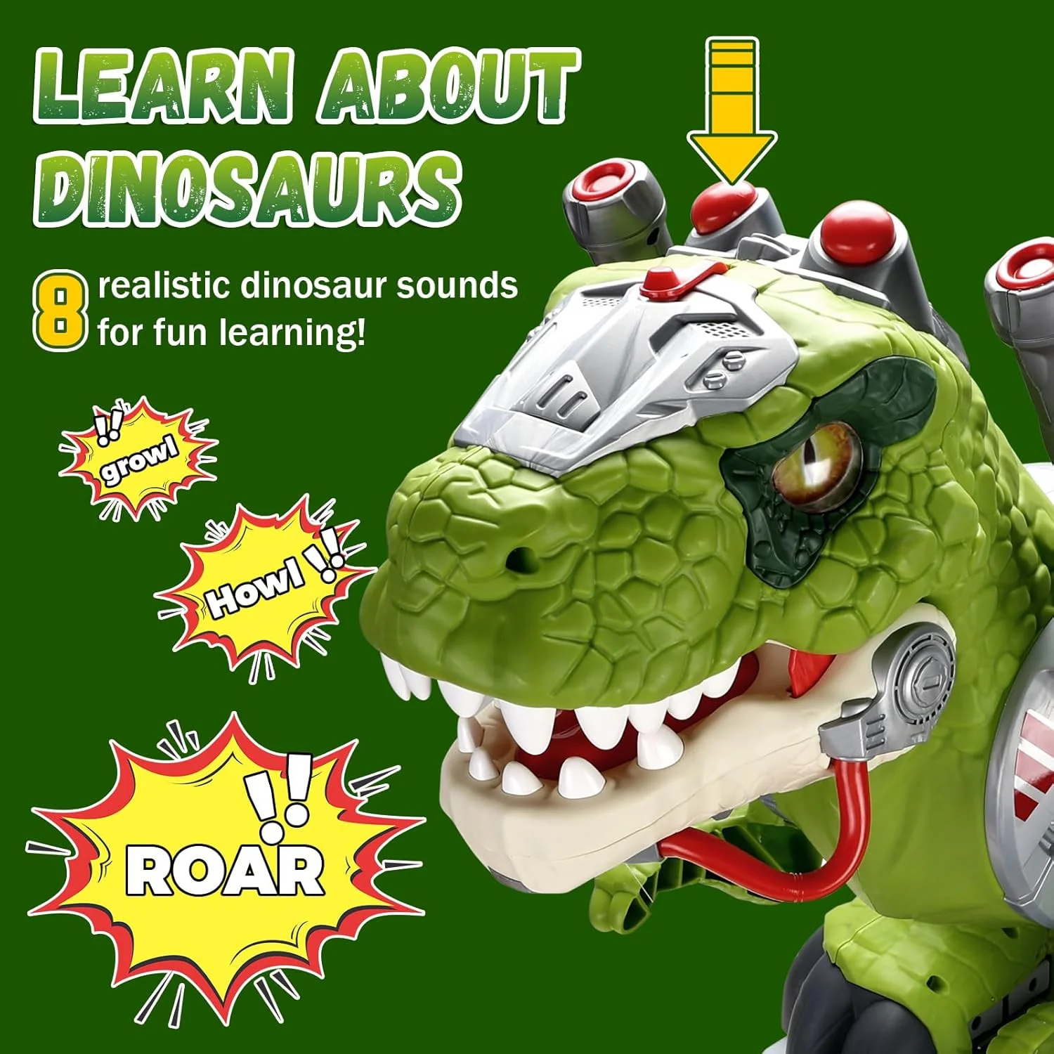 Electric Dinosaur Ride-On Car for Toddlers with Music and LED Lights - Image 3