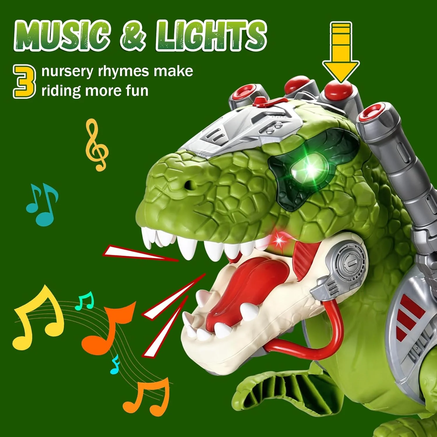 Electric Dinosaur Ride-On Car for Toddlers with Music and LED Lights - Image 4
