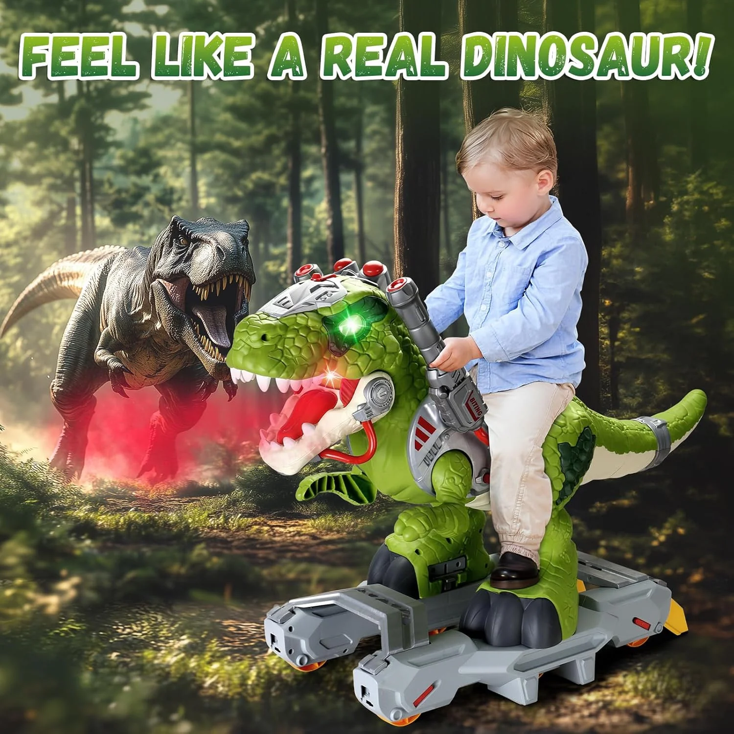 Electric Dinosaur Ride-On Car for Toddlers with Music and LED Lights - Image 5