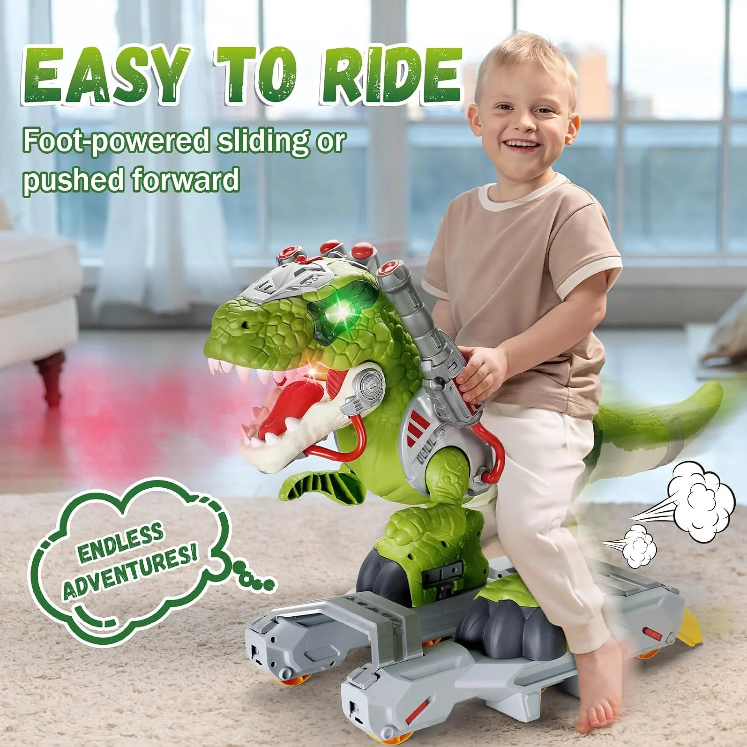 Electric Dinosaur Ride-On Car for Toddlers with Music and LED Lights - Image 7