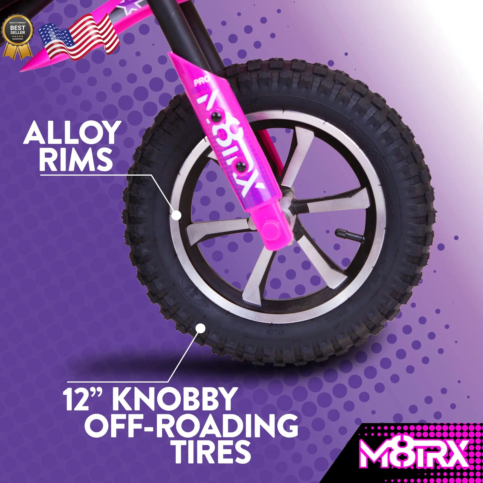 Electric Dirt Bike Toy for Kids and Teens 24V Pink M8TRX - Image 2