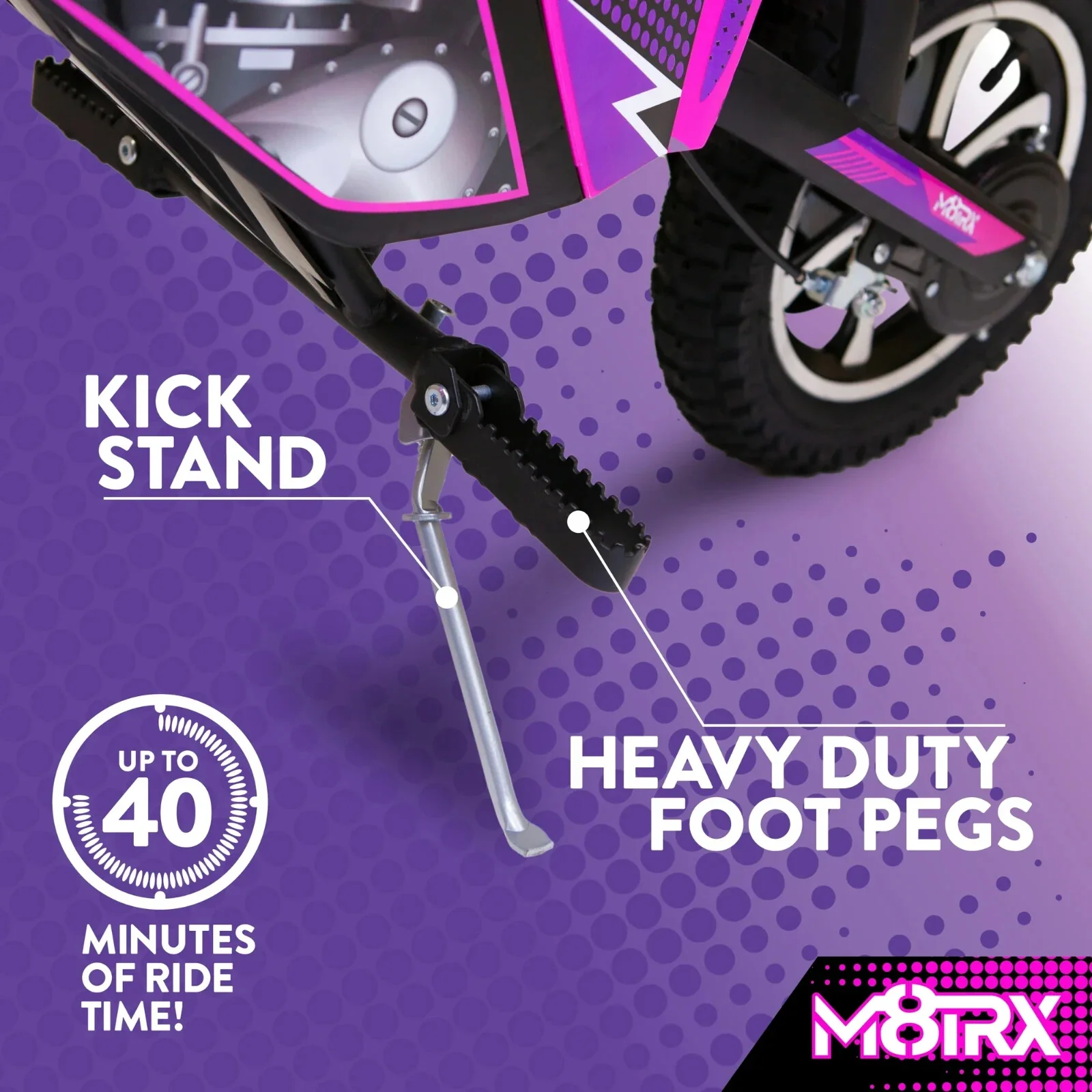 Electric Dirt Bike for Kids and Teens 24V Pink M8TRX Toy - Image 6