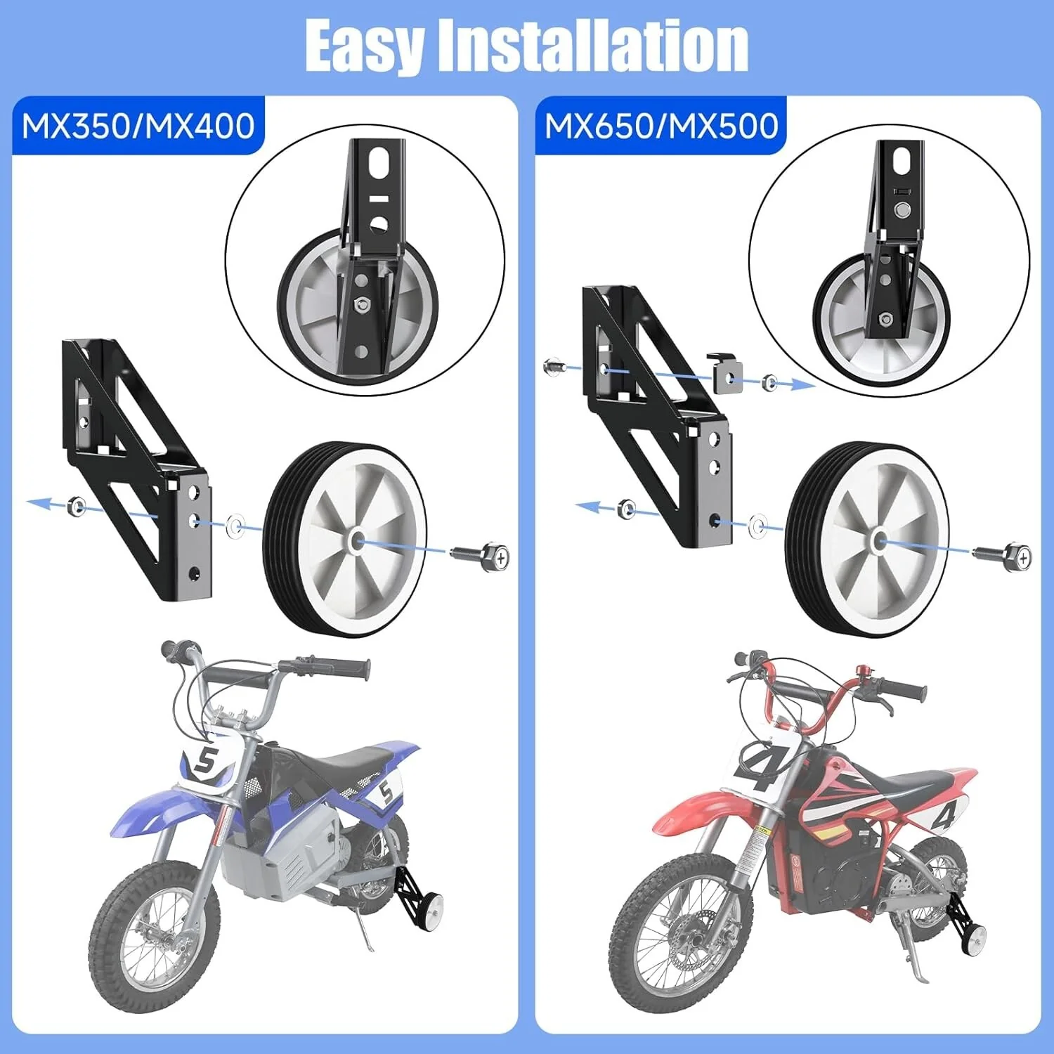 Dirt Bike Training Wheels Compatible with Razor MX350 MX400 MX500 MX650 Electric Models - Image 5