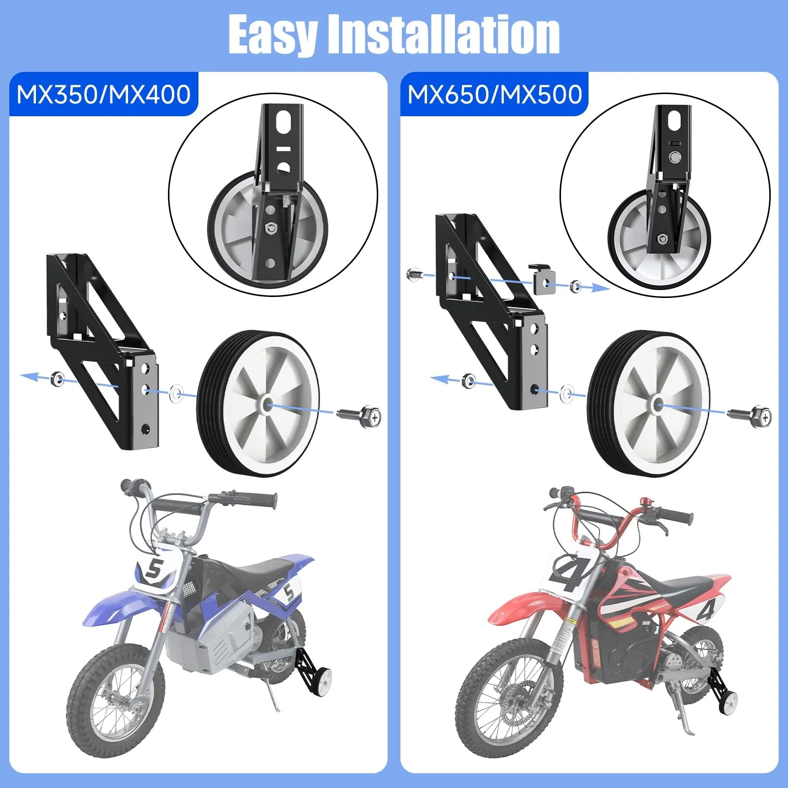 Dirt Bike Training Wheels Compatible with Razor MX350 MX400 MX500 MX650 Electric Models - Image 5
