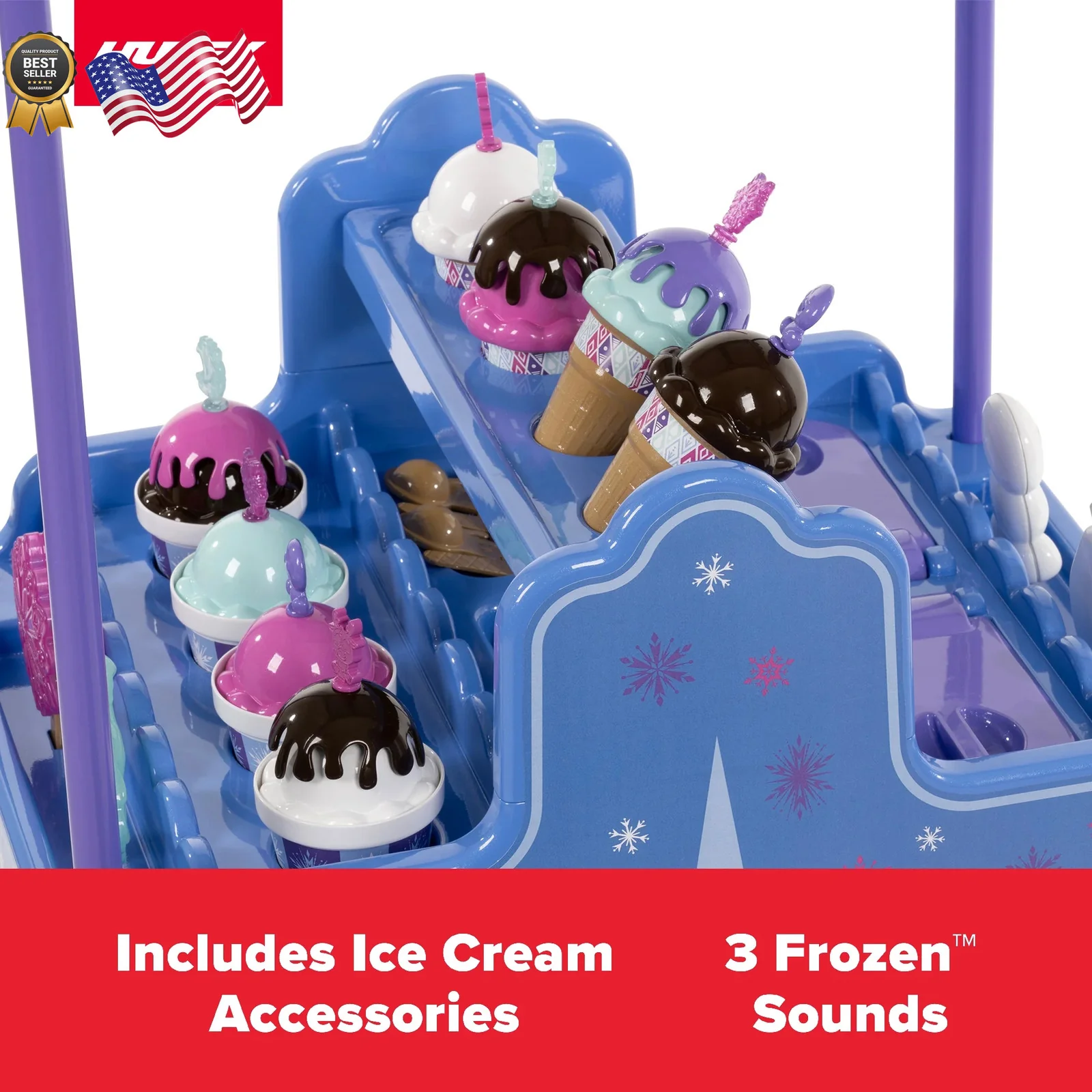 Frozen 6V Battery-Powered Ice Cream Cart Ride-On Toy - Image 3