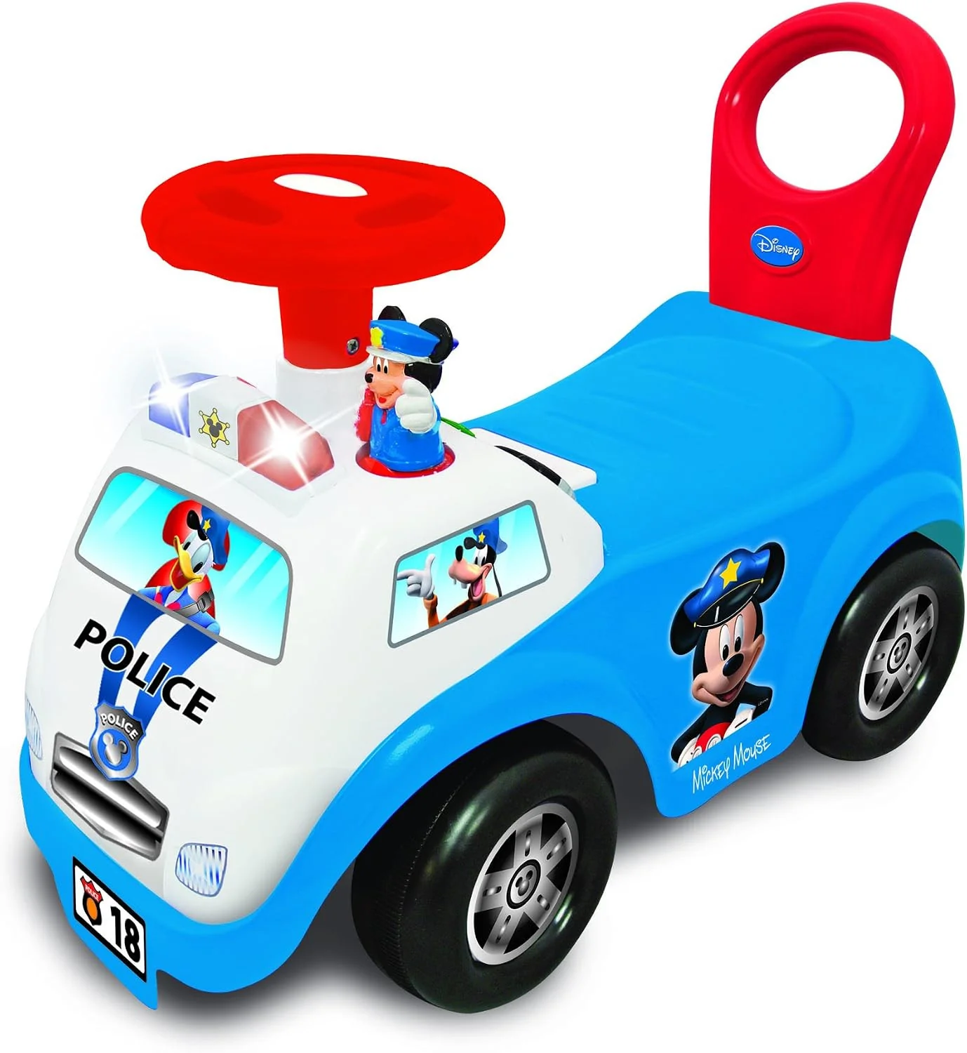 Mickey Mouse Police Car Ride-On Toy with Lights, Sounds, and Siren for Toddlers