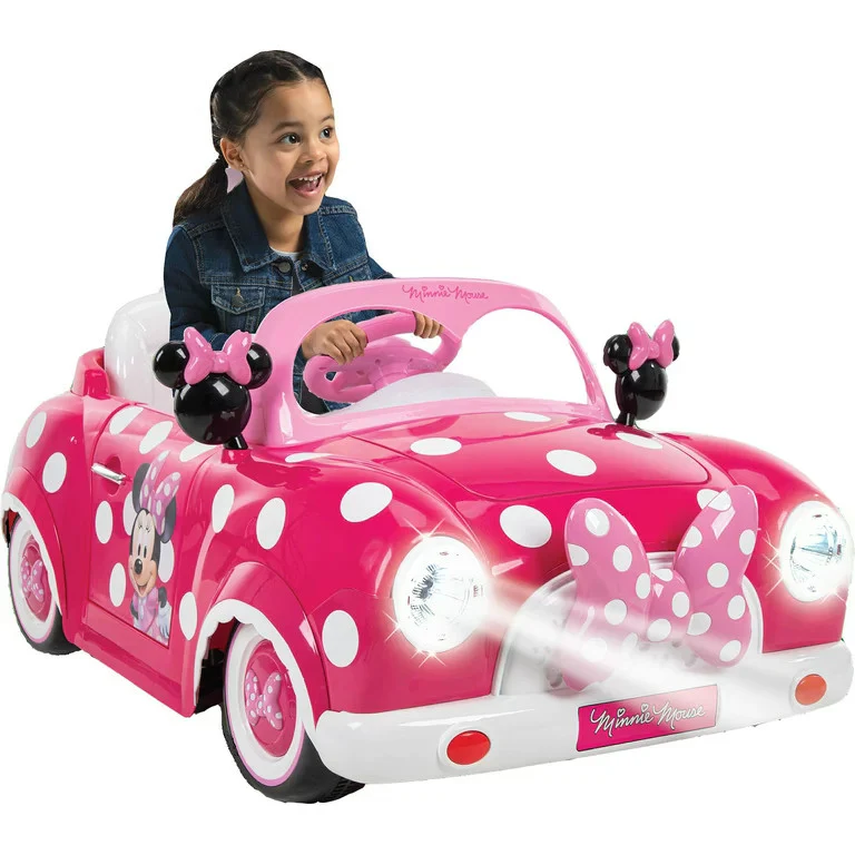 Minnie Mouse Convertible 6V Battery-Powered Ride-On Car for Ages 3+
