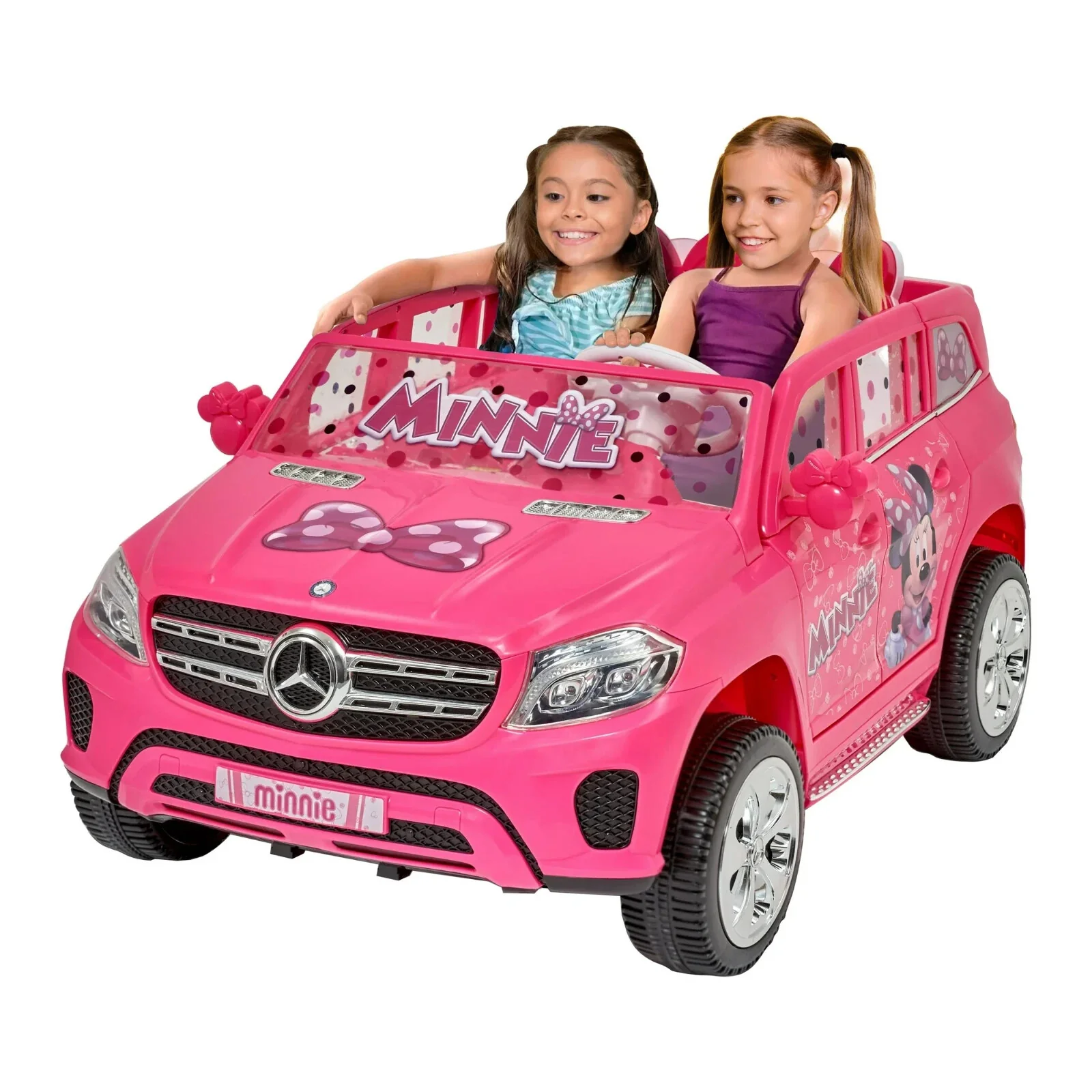 12V Battery-Powered Mercedes GLS Ride-On Car with Minnie Mouse Graphics for Ages 3+
