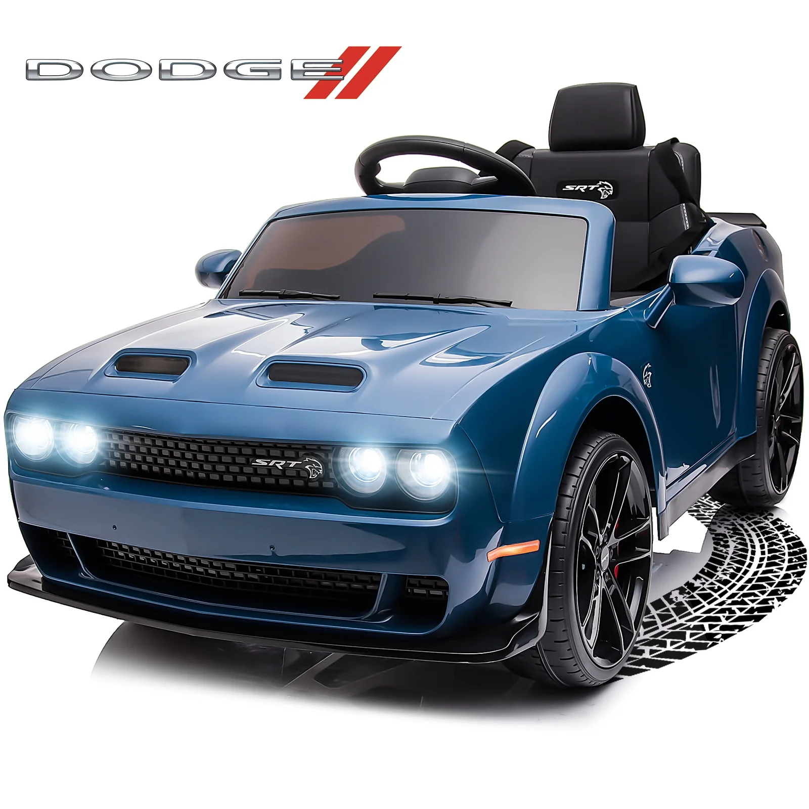 Remote Control Dodge Challenger SRT Hellcat 12V Scat Pack Ride-On Car with Wide Body - Image 12