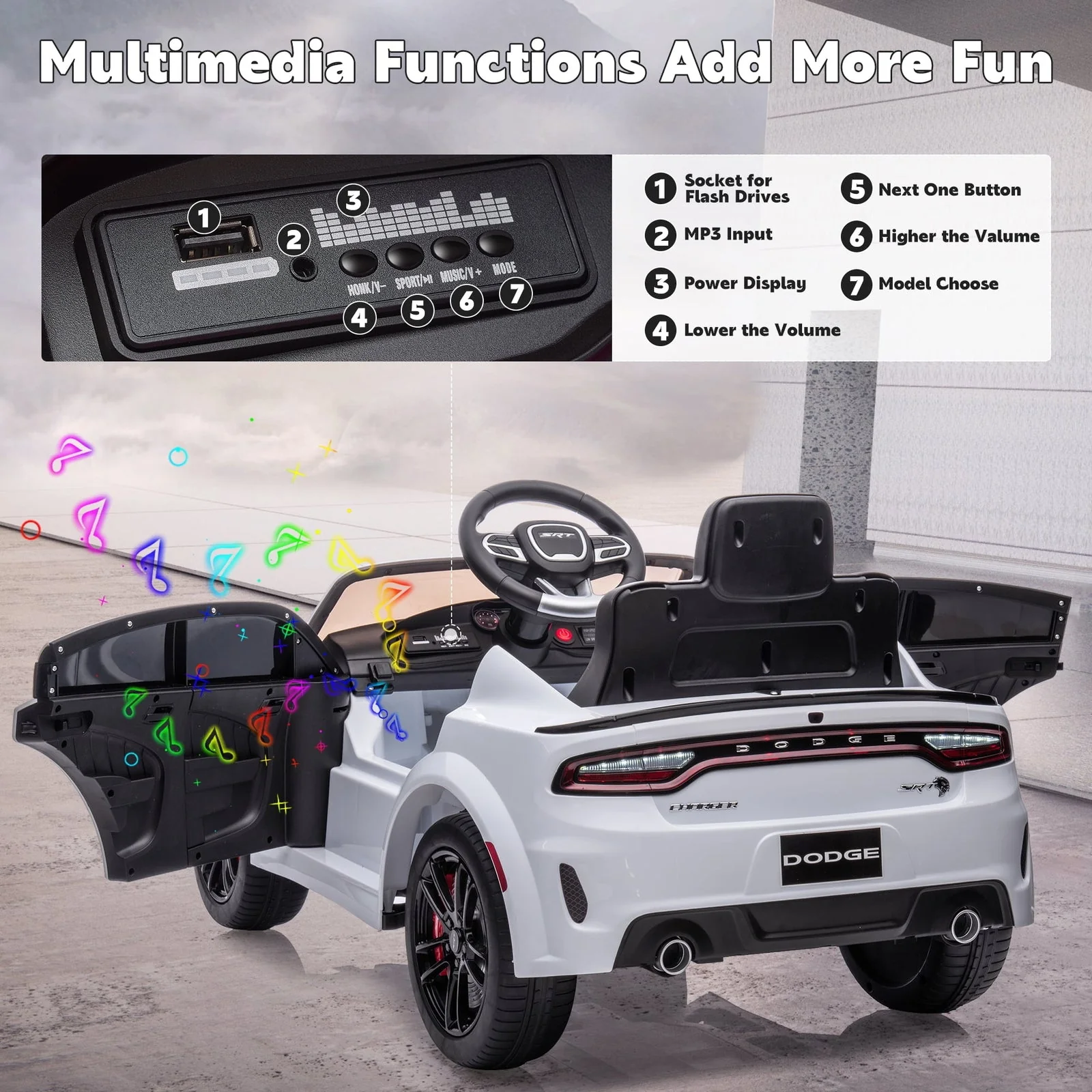 12V Powered Ride-On Toy Car with Remote Control, MP3, and LED Lights for Kids - Image 5