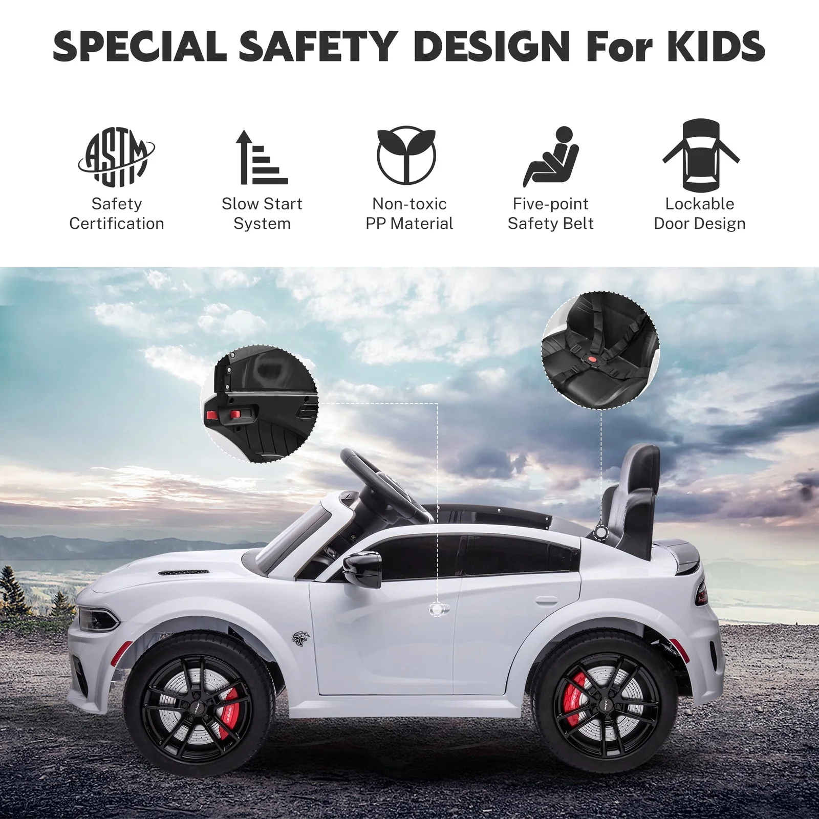 12V Powered Ride-On Toy Car with Remote Control, MP3, and LED Lights for Kids - Image 7
