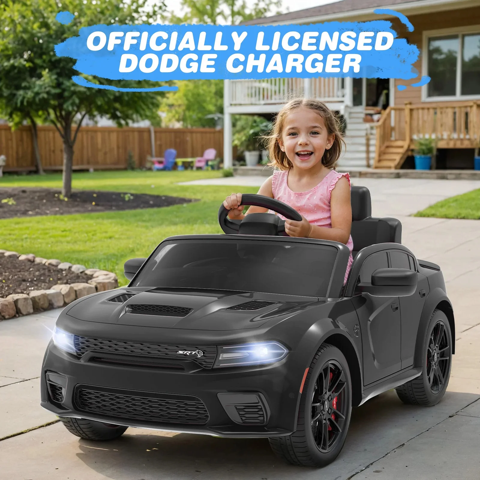 12V Licensed Dodge Charger SRT Hellcat Electric Ride-On Car for Kids - Image 2