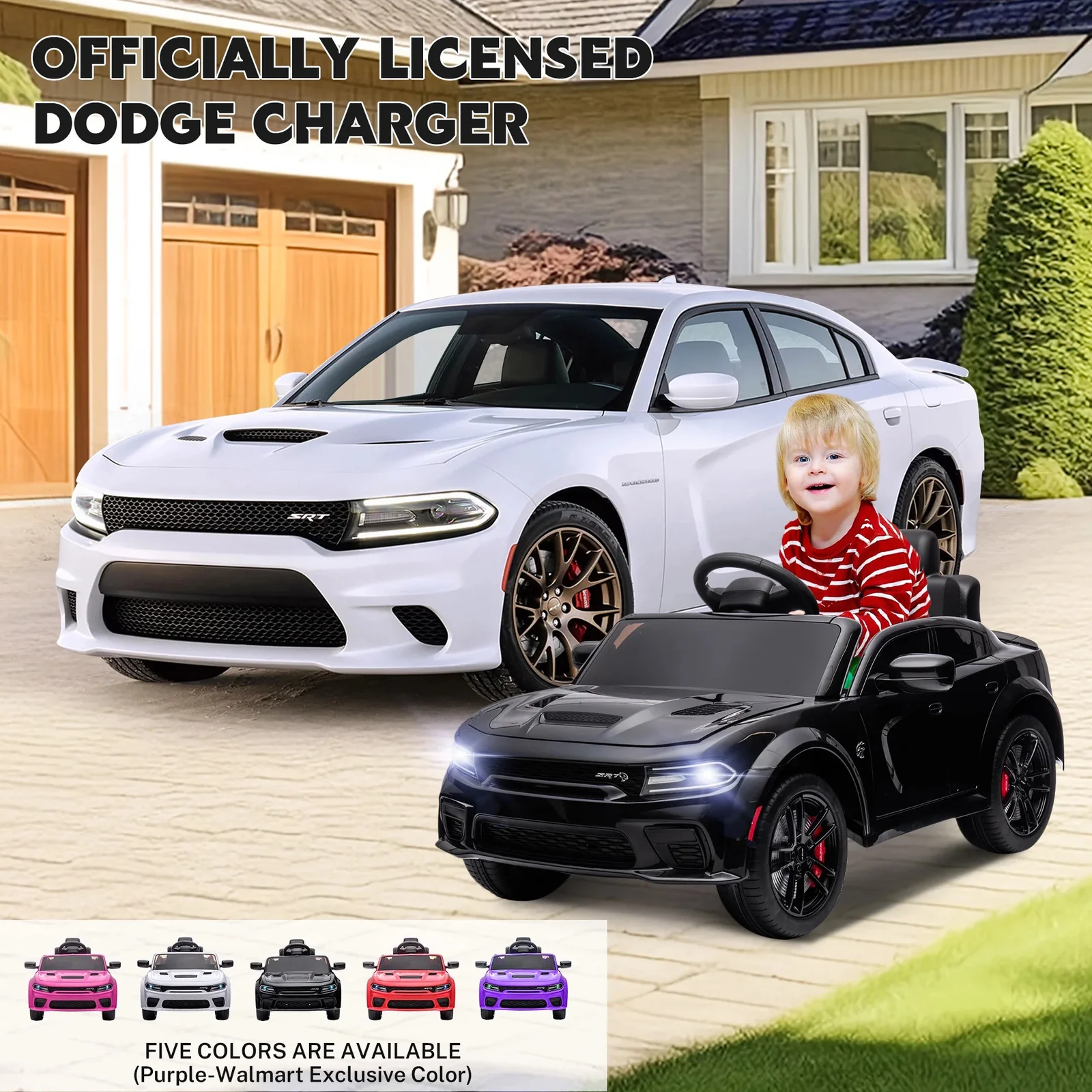 12V Licensed Dodge Charger SRT Electric Ride-On Car for Kids - Image 2