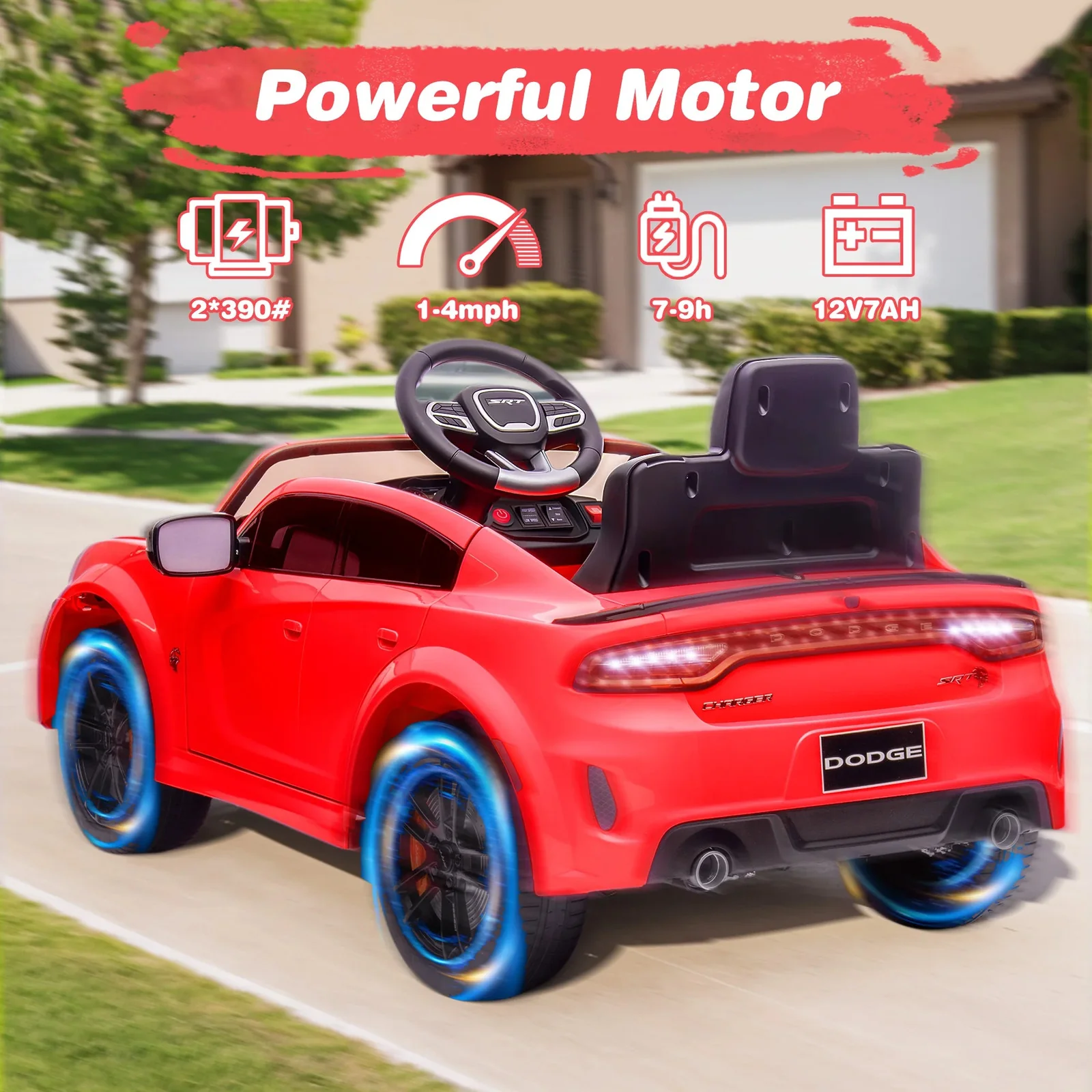 Electric Dodge Charger SRT Ride-On Car for Kids Powered Toy Vehicle - Image 5