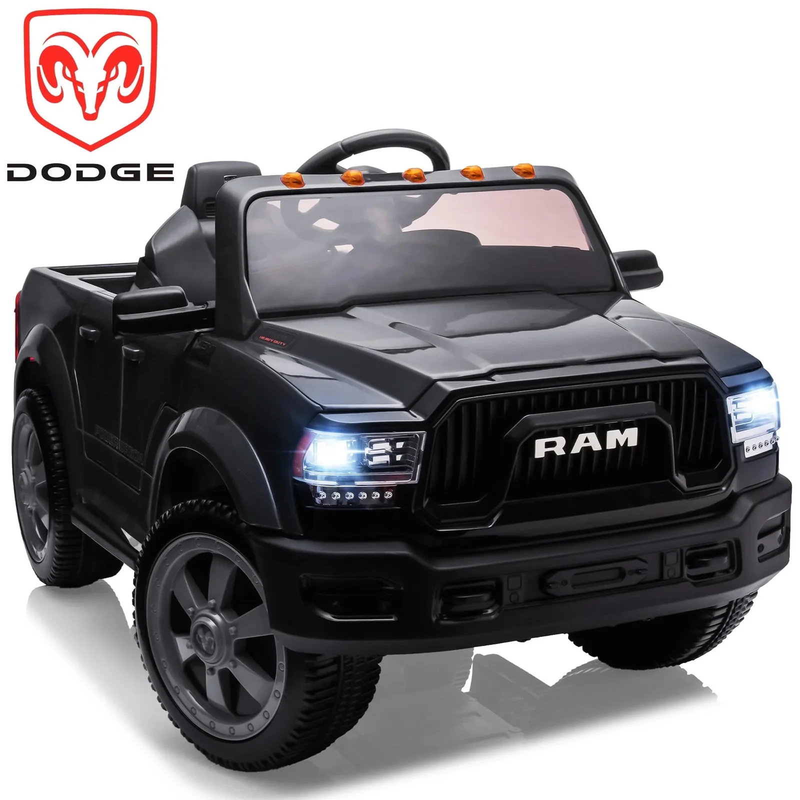 12V Dodge RAM Ride-On Car with Remote Control and Rear Wheel Suspension
