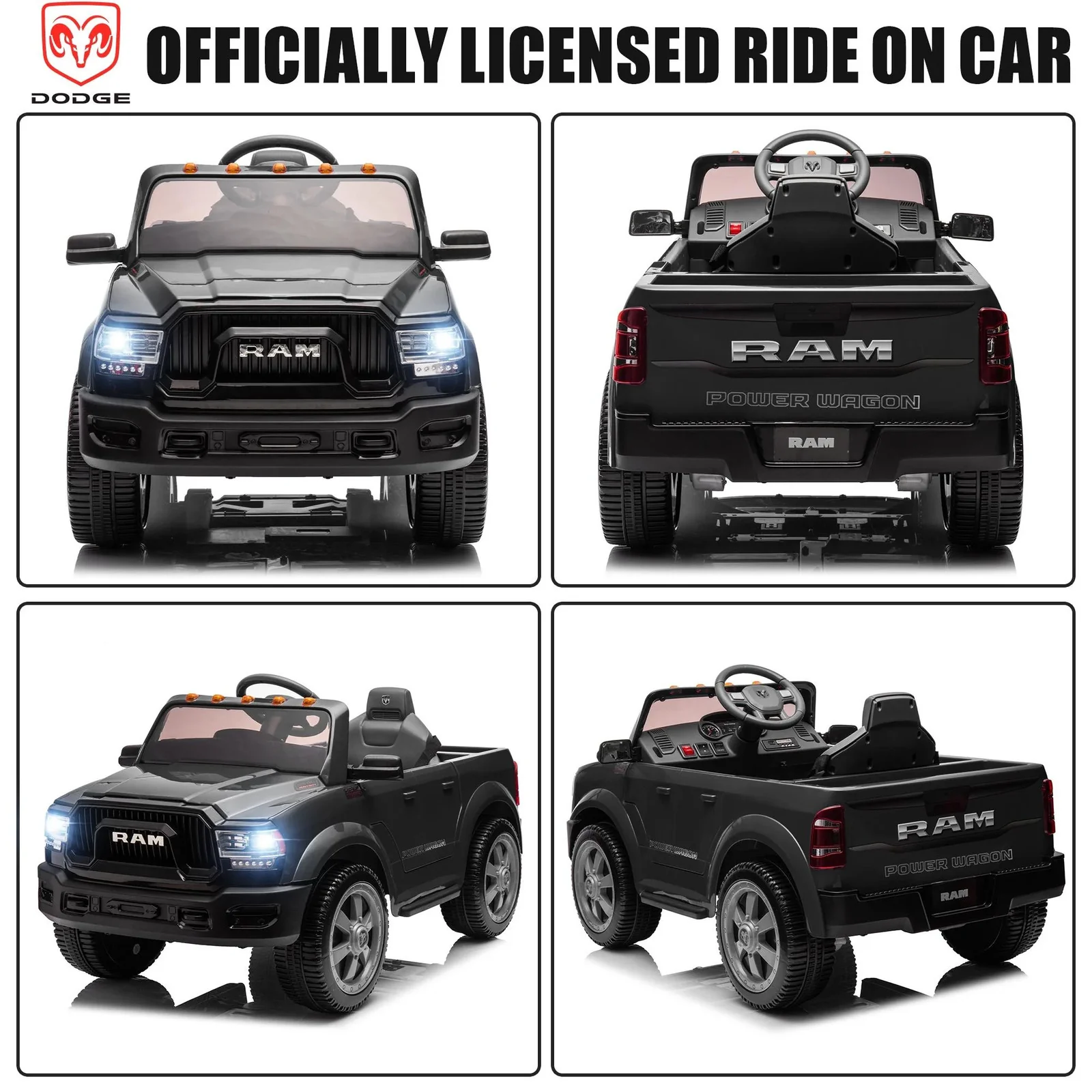 12V Dodge RAM Ride-On Car with Remote Control and Rear Wheel Suspension - Image 8