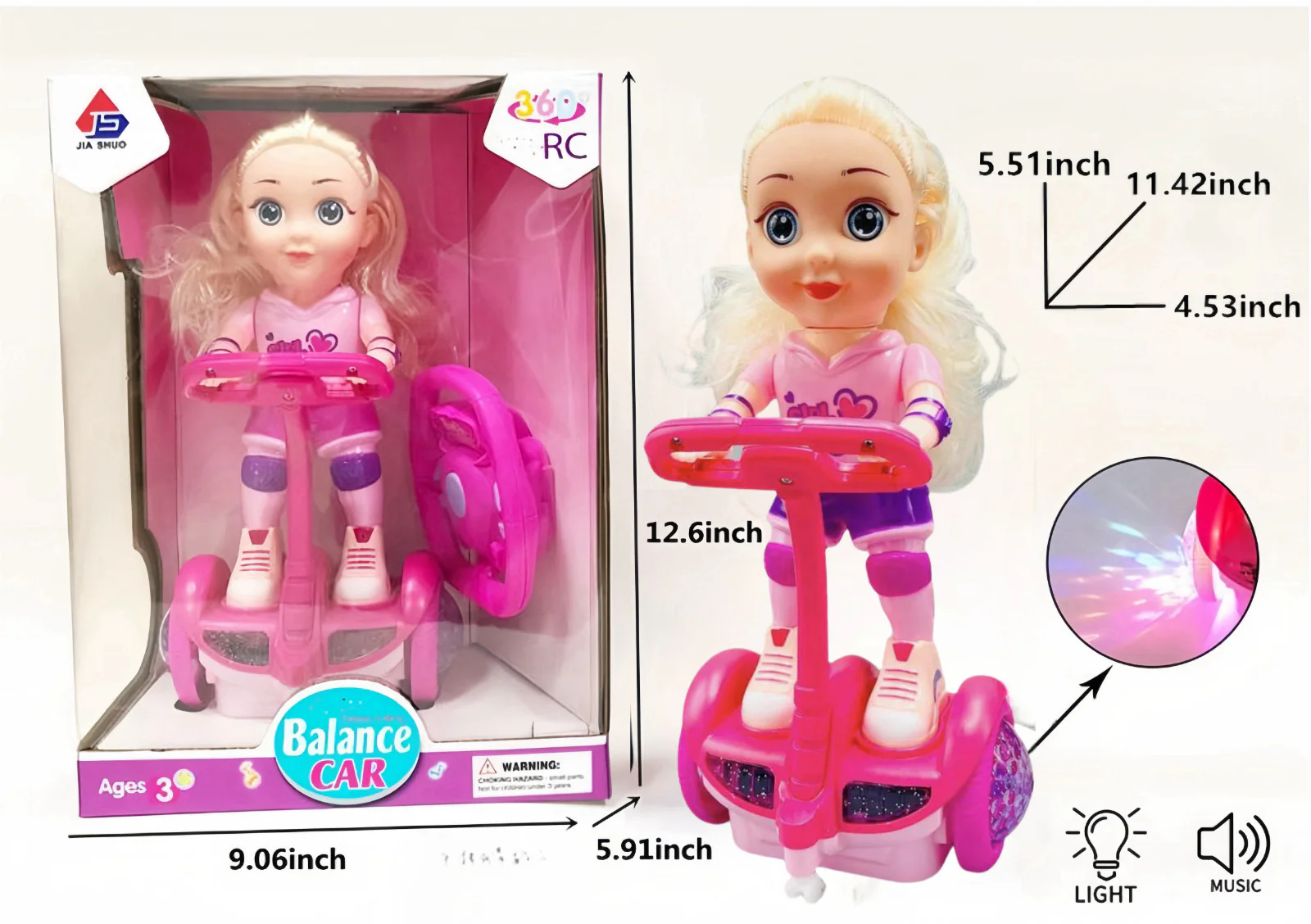 Kids Electric Scooter Toy with Remote Control, Doll Set, LED Lights, and Music - Image 11
